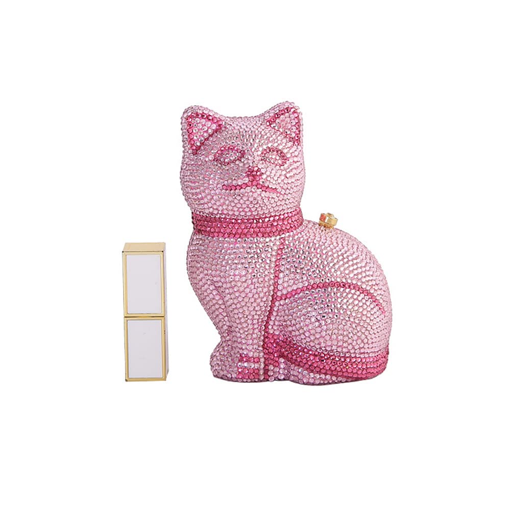 Sparkling Crystal Rhinestone Cat Evening Clutch Purse - Elegant Women's Mini Shoulder Bag for Banquet, Prom, Party & Date Night | Black Cat Design Handbag
