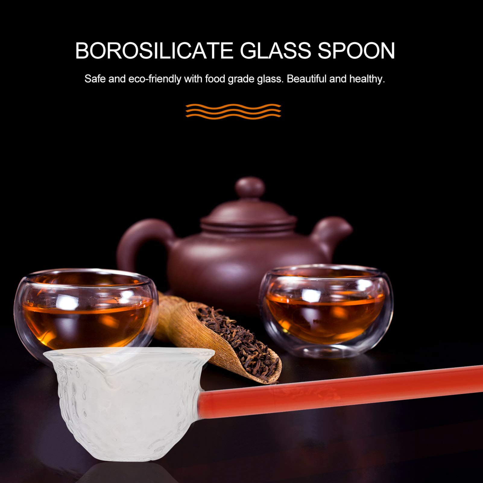 Premium Borosilicate Glass Teaspoon - Long Handle Clear Tea Spoon for Hot & Cold Beverages, Durable Glass Flatware for Restaurants, Cafes & Home Tea Time