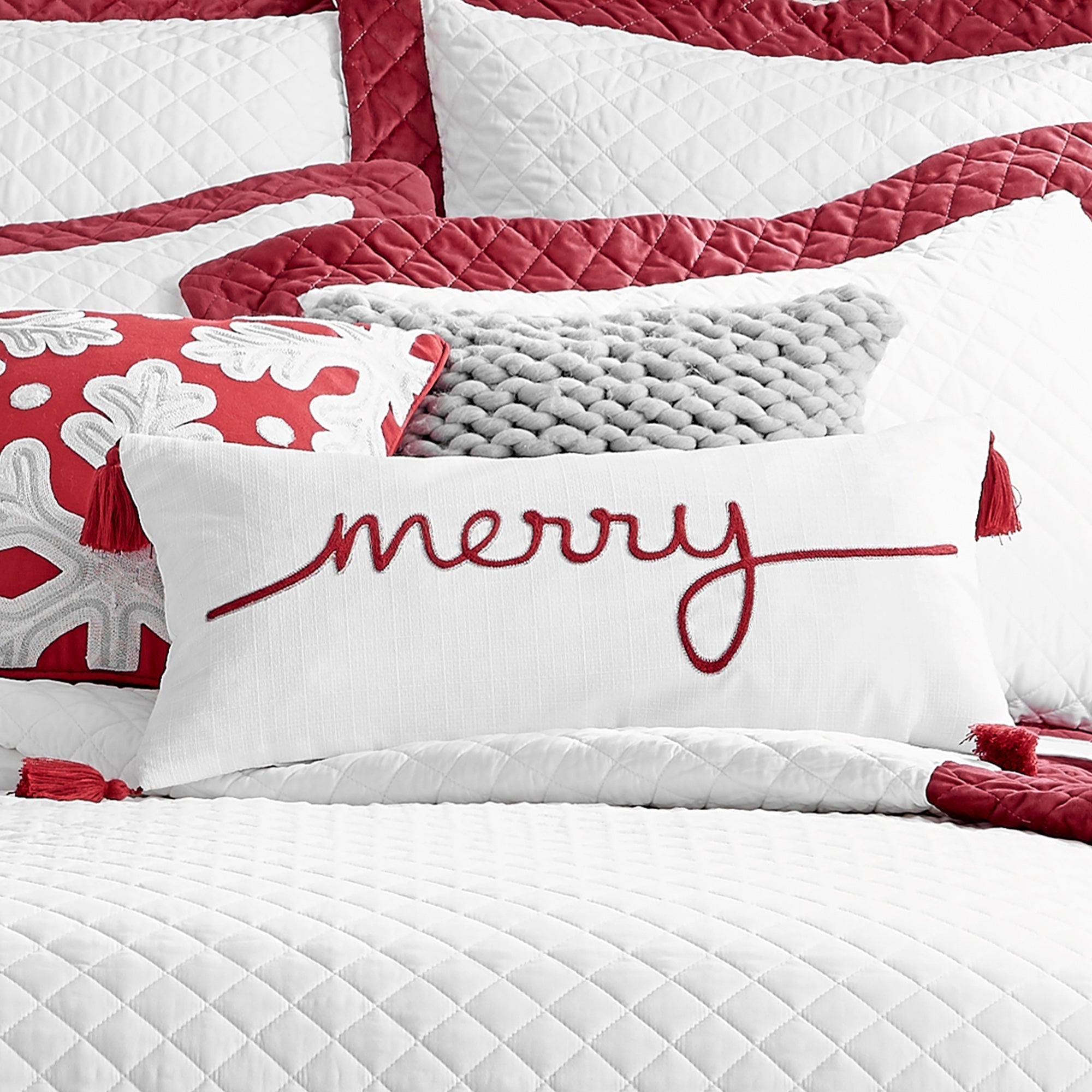 All is Bright Merry Christmas Throw Pillow Cover 12x24 - Festive Holiday Decor for Sofa, Bed & Home