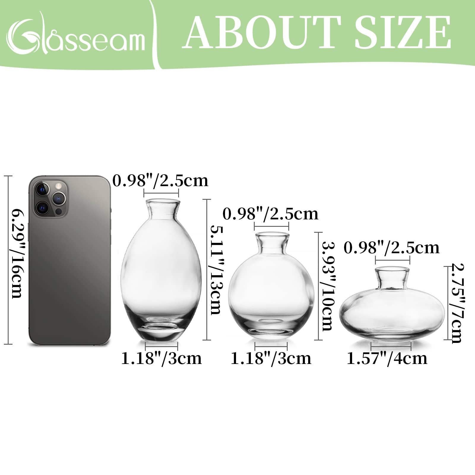 6Pcs Clear Glass Bud Vases for Wedding Centerpieces - Modern Mini Flower Vases Bulk Set, Handmade Aesthetic Table Decor for Weddings, Parties & Home Décor