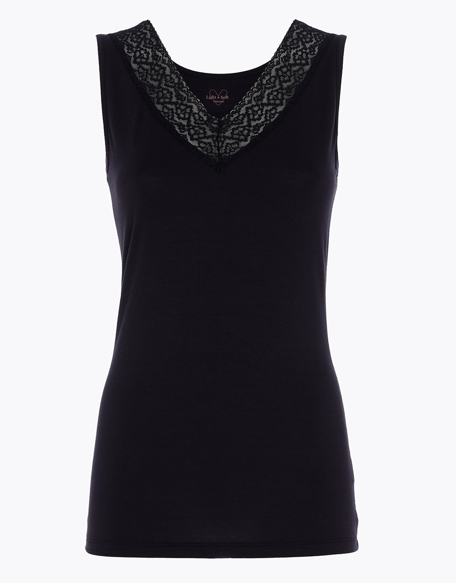 Women's Black Viscose Spaghetti Strap Camisole with Lace Trim - Soft & Comfortable for Casual Wear, Layering, and Summer Outfits