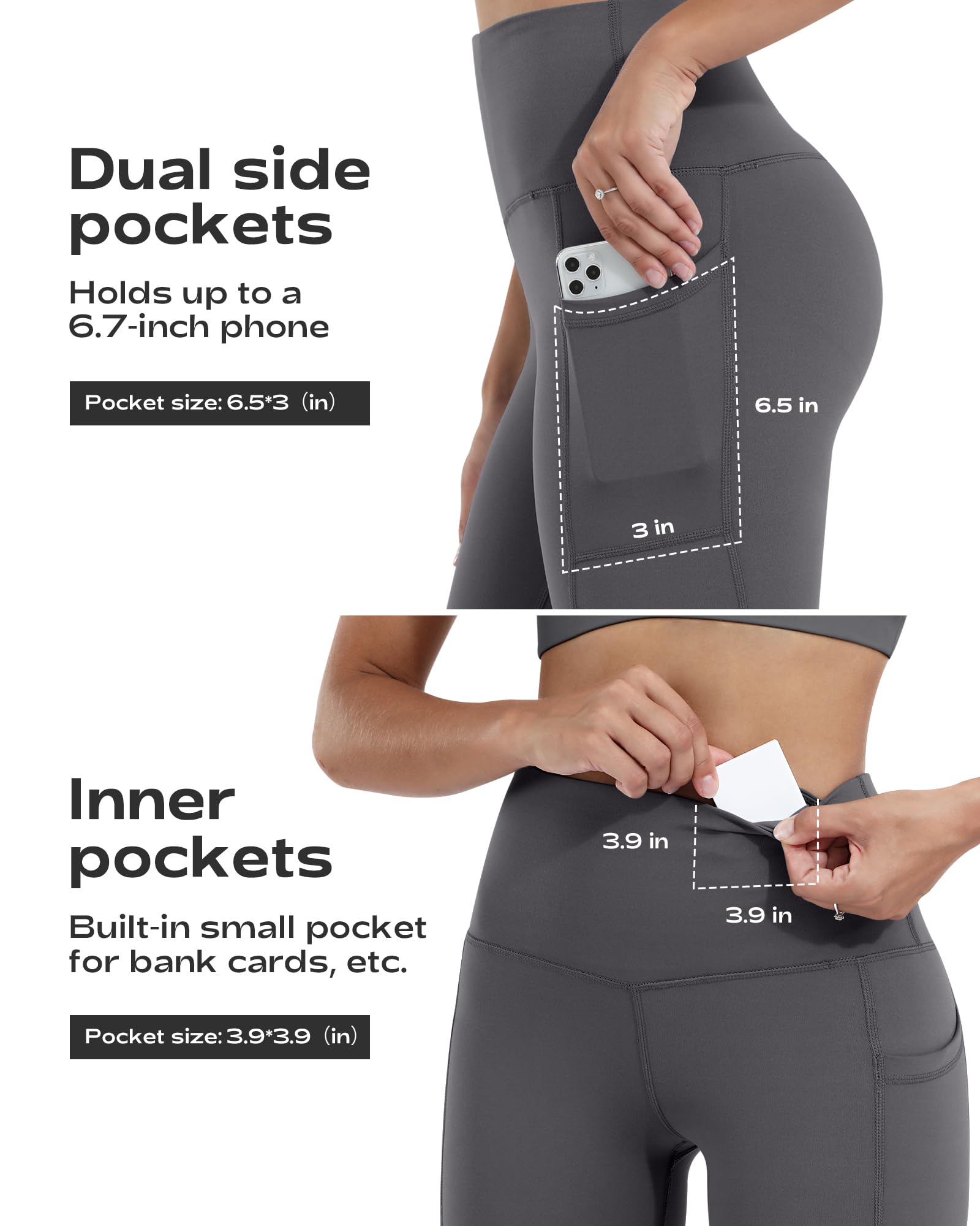 CHRLEISURE Women's High Waisted Yoga Pants with Pockets - Tummy Control Workout Leggings for Running, Gym & Lounge Wear