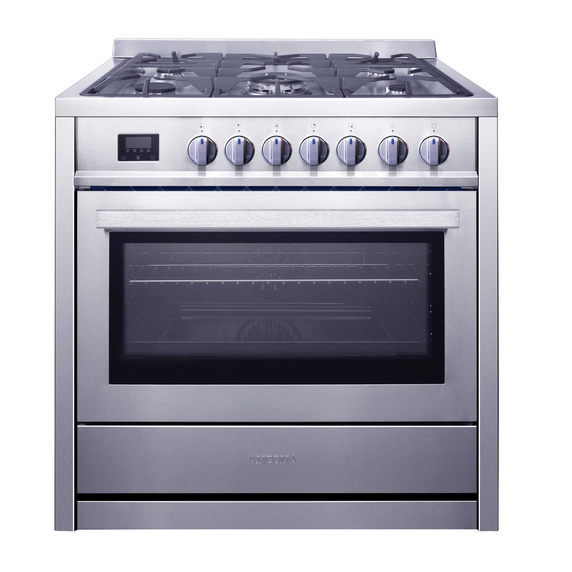 Ancona 36 Inch 3.8 cu ft Stainless Steel Gas Range with 5 Burners & Convection Oven - Perfect for Home Kitchen, Baking, and Family Cooking