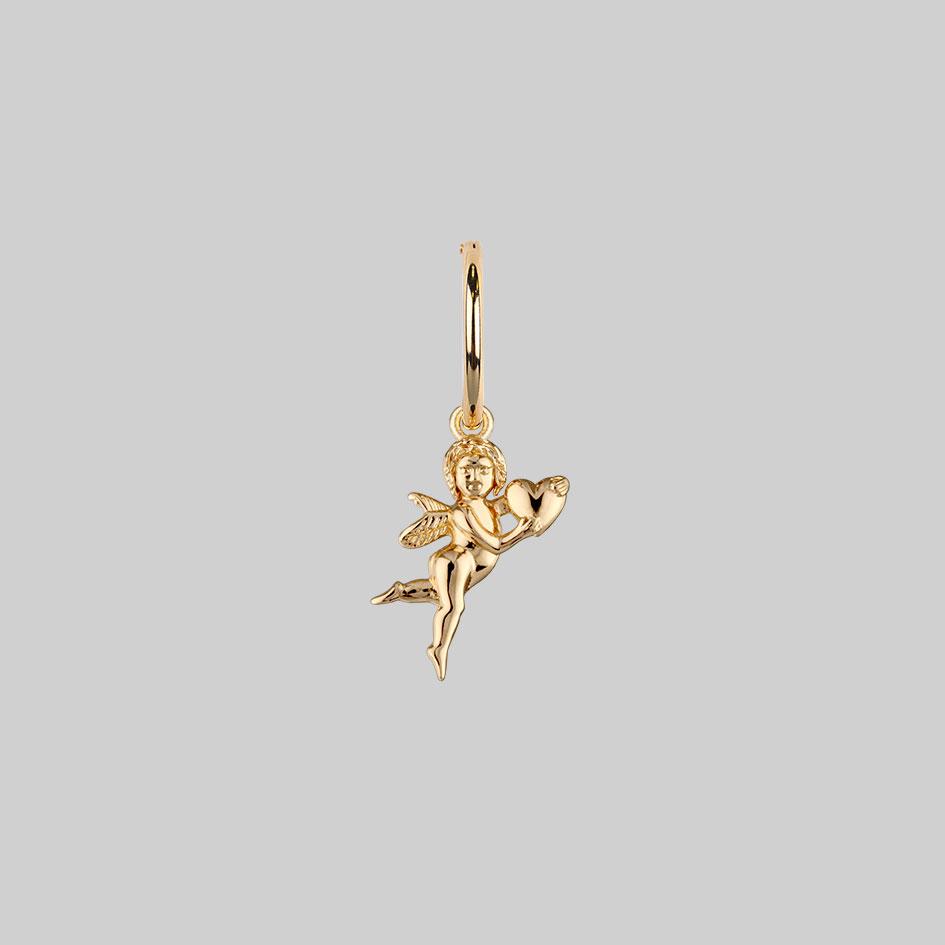 Cupid & Psyche Lovers Hoop Earrings - 14K Gold Romantic Jewelry for Valentine's Day, Anniversary & Couple Gifts