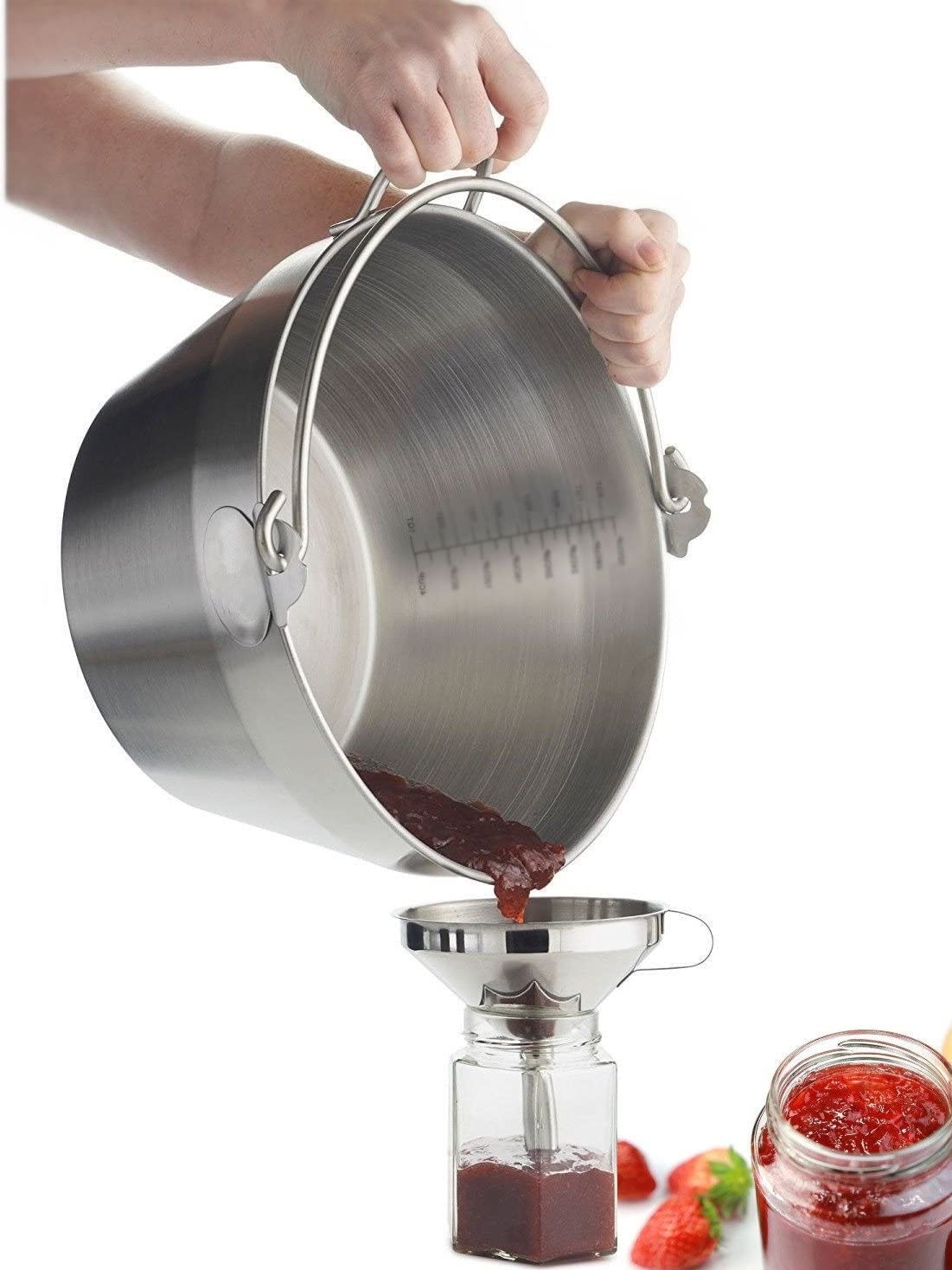 Stainless Steel Jam Making Maslin Pan - 4.5L/4.5QT Preserving Pot with Handle for Canning, Cooking & Camping - Perfect for Homemade Jams, Marmalades & Outdoor Adventures