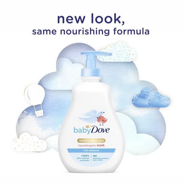 Baby Dove Tip to Toe Wash Rich Moisture - 13 oz, Pack of 5 | Gentle Baby Body Wash & Shampoo for Sensitive Skin | Newborn Bath Time & Daily Baby Care Essentials