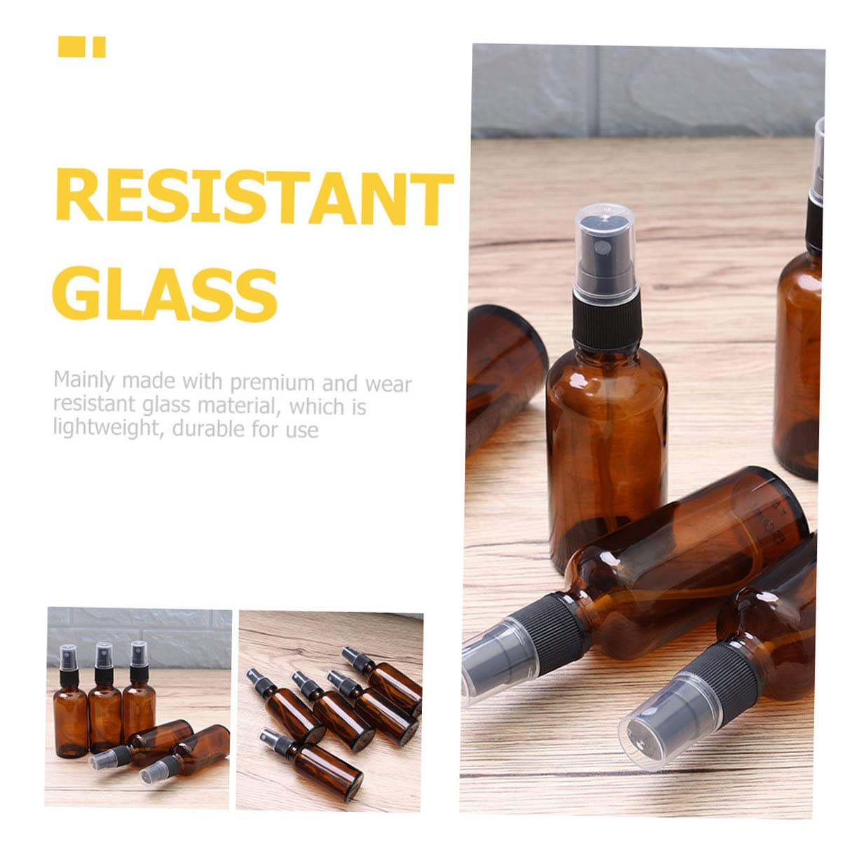 5Pcs Brown Travel Size Perfume Bottles - Empty Glass Refillable Atomizer for Liquids, Essential Oils & Cologne - Perfect for Travel, Gym, Purse & Gift Giving