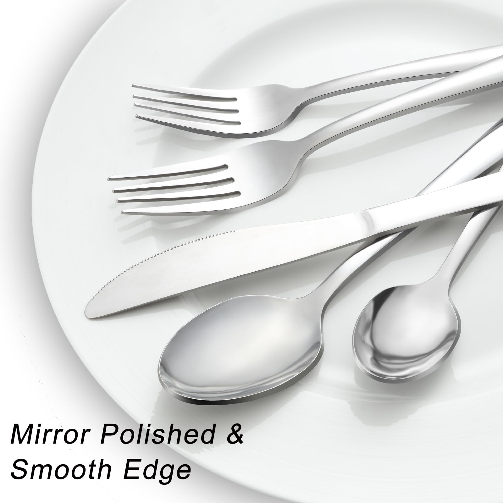 48-Piece Stainless Steel Flatware Set for 8 - Includes Forks, Spoons & Steak Knives - Dishwasher Safe Silverware for Home & Restaurant Use - Perfect for Dinner Parties, Weddings & Daily Dining