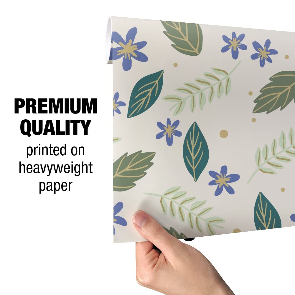 GRAPHICS & MORE Floral Leaf Gift Wrap Wrapping Paper Rolls - Perfect for Birthday, Wedding & Holiday Present Wrapping