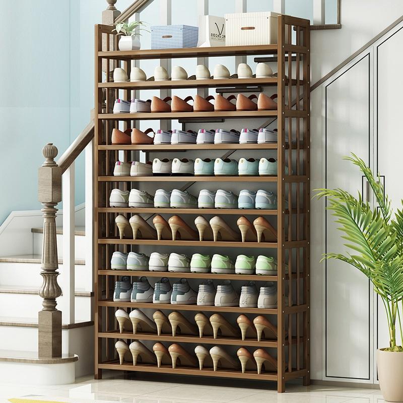 11-Tier Bamboo Shoe Rack Corner Shelf - Space Saving Shoe Storage Organizer for Entryway, Closet & Bedroom Organization