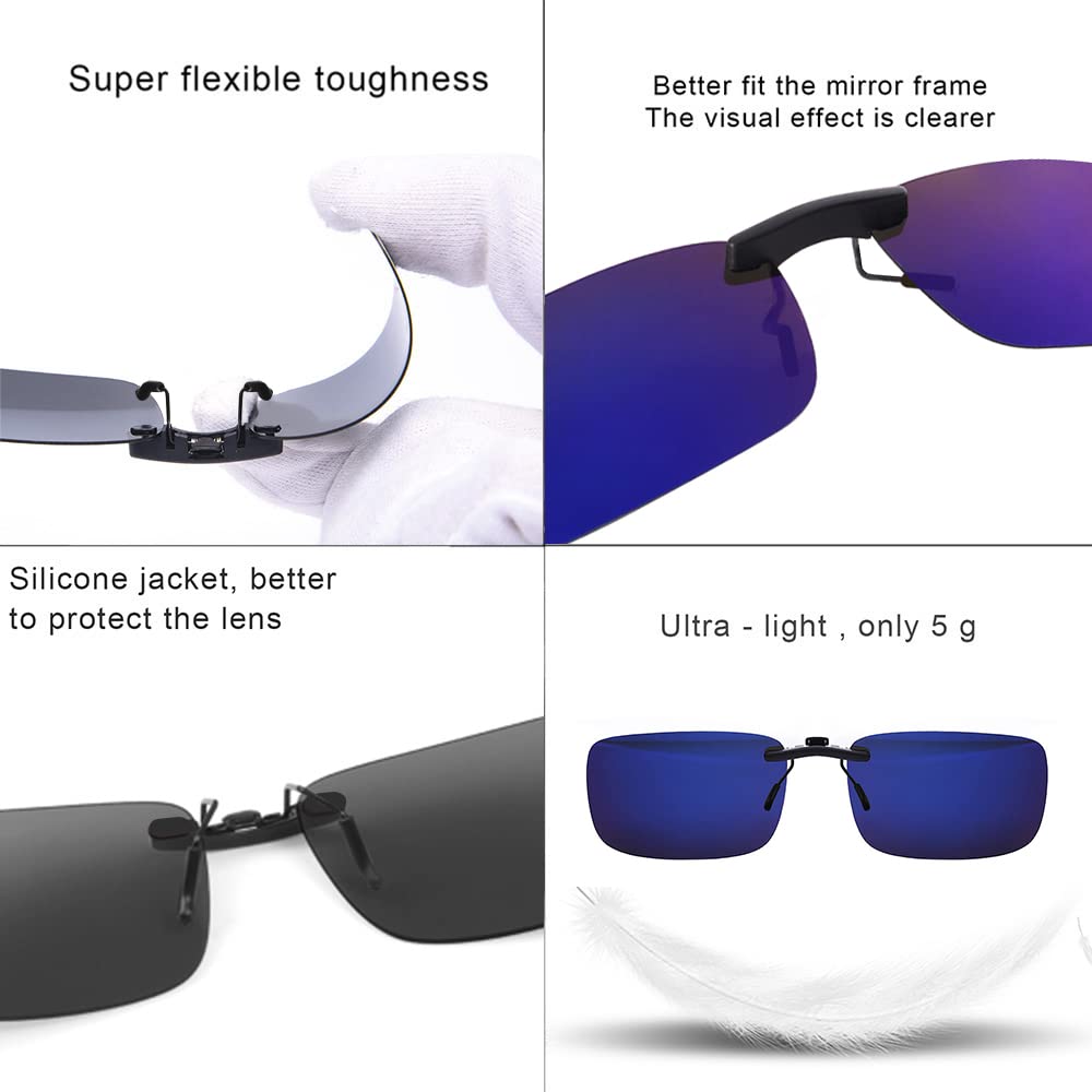 Polarized Clip-On Sunglasses for Women & Men – UV400 Protection for Driving, Fishing & Outdoor Activities – Lightweight & Durable Sunglass Clips for Car Visor & Sports