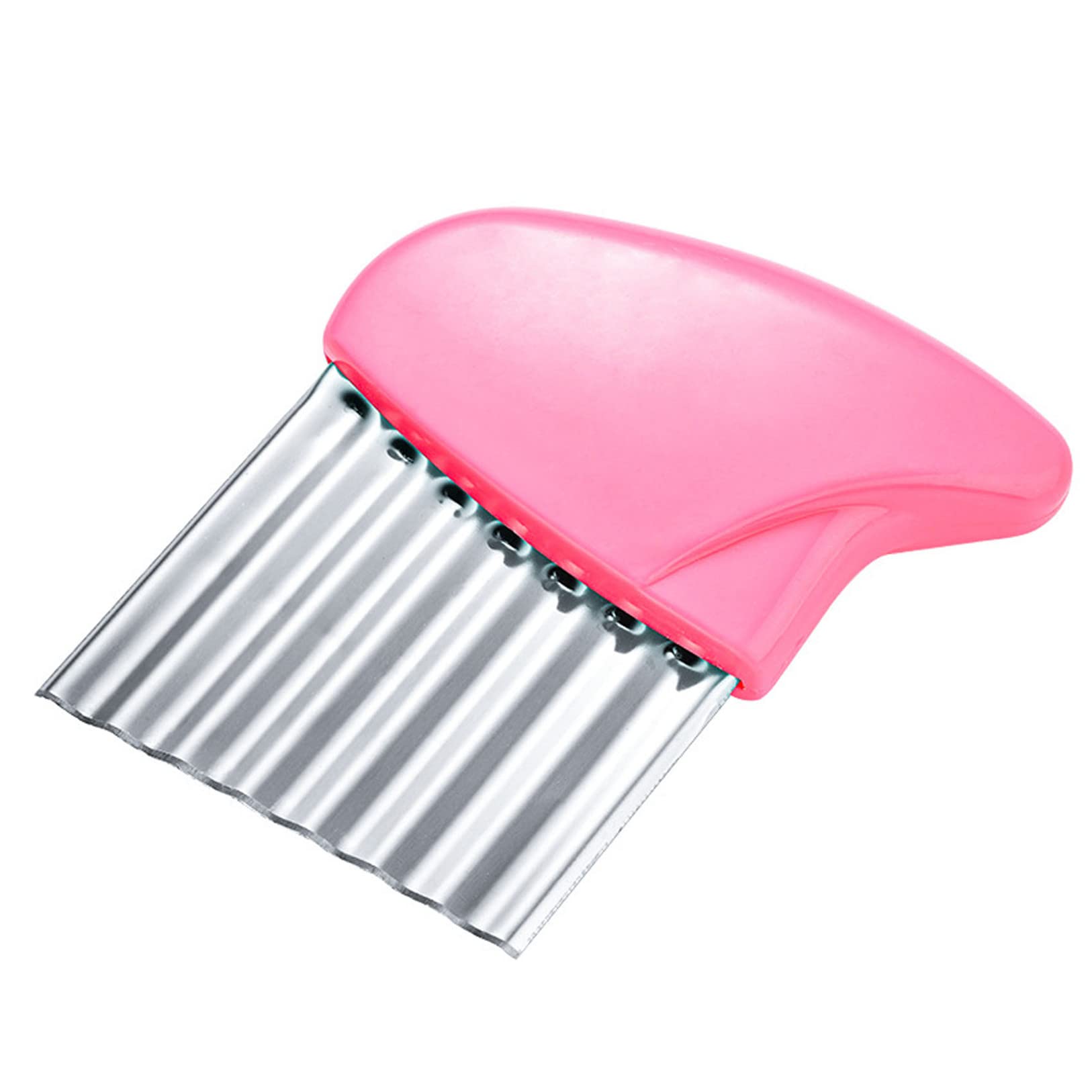QBQBY Stainless Steel Potato Crinkle Cutter - Wavy Vegetable Chopper for French Fries, Cucumber, Carrots - Perfect for Home Cooking, Meal Prep & Party Snacks (Pink)