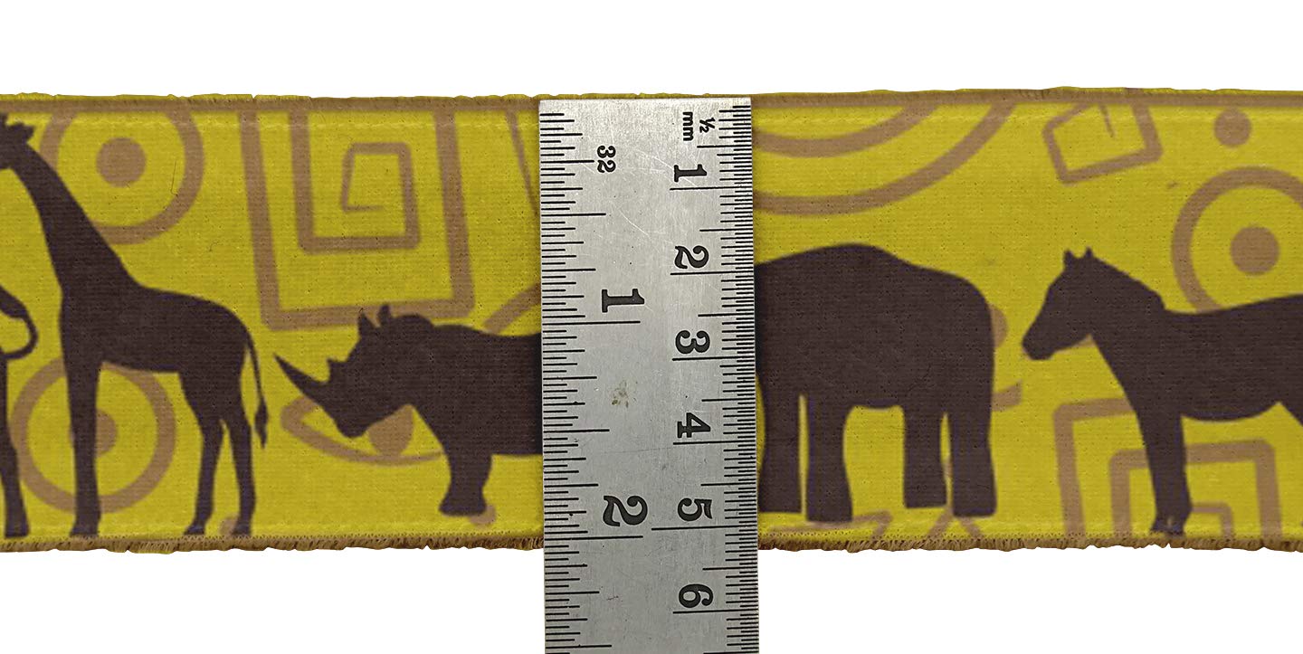 Indian Beautiful Art Yellow Stripe & Animal Print Velvet Ribbon Trim - 9 Yards x 3 Inches Wide - Premium Sewing Lace for DIY Crafts, Costume Design & Home Decor Accessories