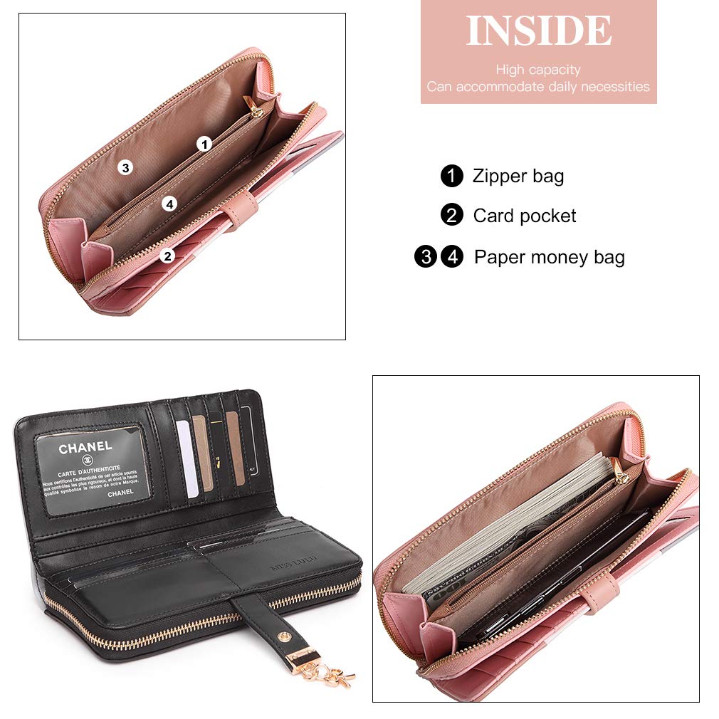 Miss Lulu Women's Tri-Color Long Wallet Clutch Purse - Roomy Capacity & Stylish Design for Everyday Use, Travel & Special Occasions