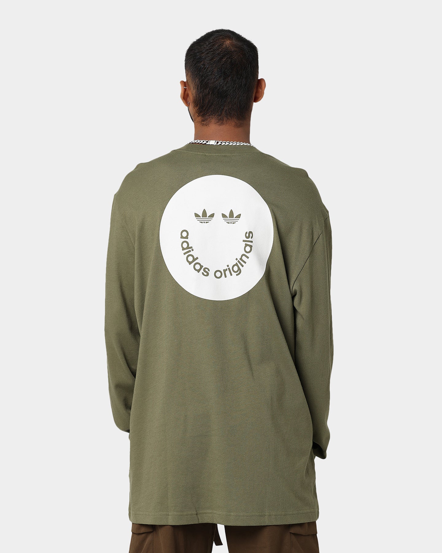 Adidas Men's Long Sleeve Graphic T-Shirt - Craft Khaki Color | Casual Streetwear & Athletic Performance Top for Running, Gym & Everyday Wear