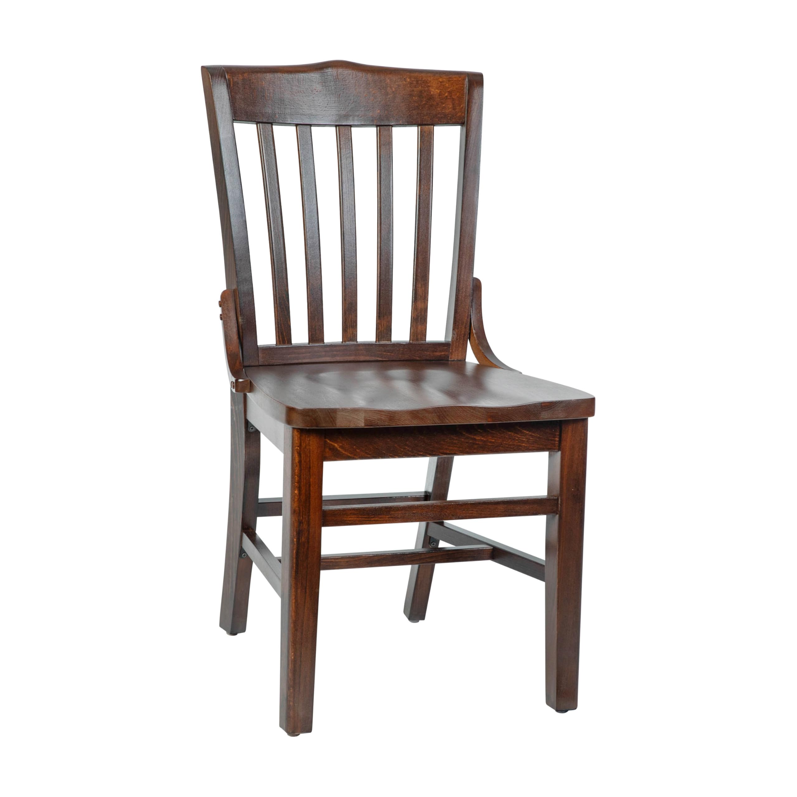 EMMA + OLIVER School House Back Walnut Wood Chair - Solid Wood Dining Chair for Kitchen, Dining Room, Office & Study - Comfortable & Durable Wooden Seat with Classic Design