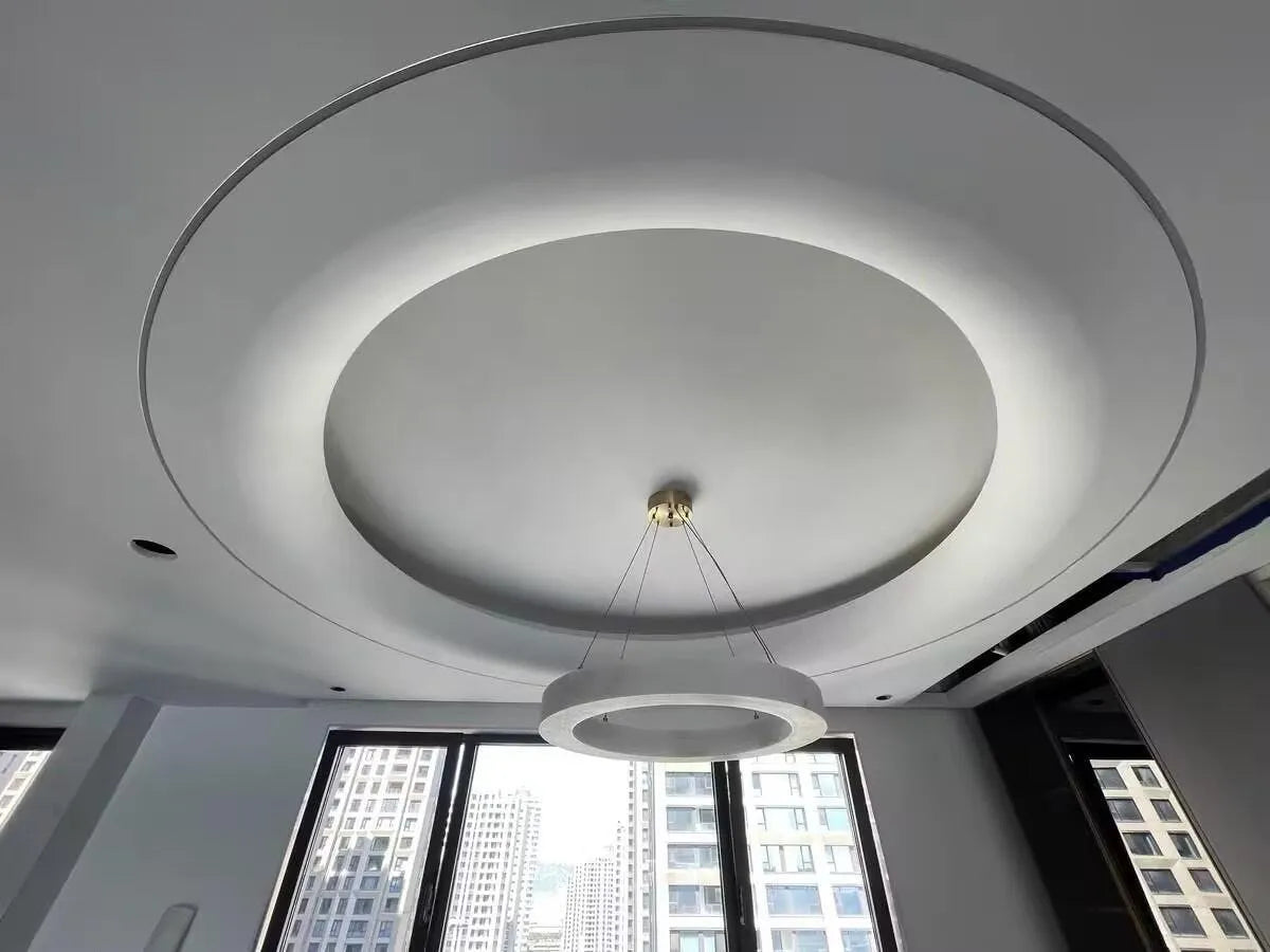 Modern Alabaster Round Pendant Light - Elegant Ceiling Fixture for Dining Room, Bedroom, or Living Room Decor