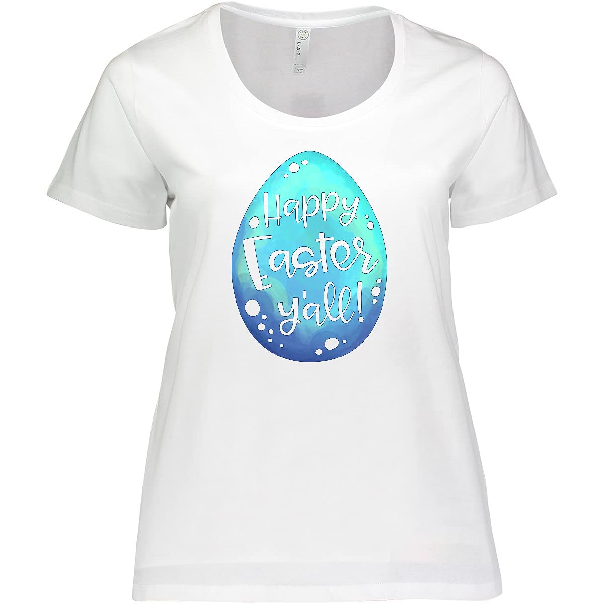 Inktastic Happy Easter Y'all Blue Easter Egg Women's Plus Size T-Shirt - Cute Holiday Tee for Easter Celebrations, Church Events & Spring Family Gatherings