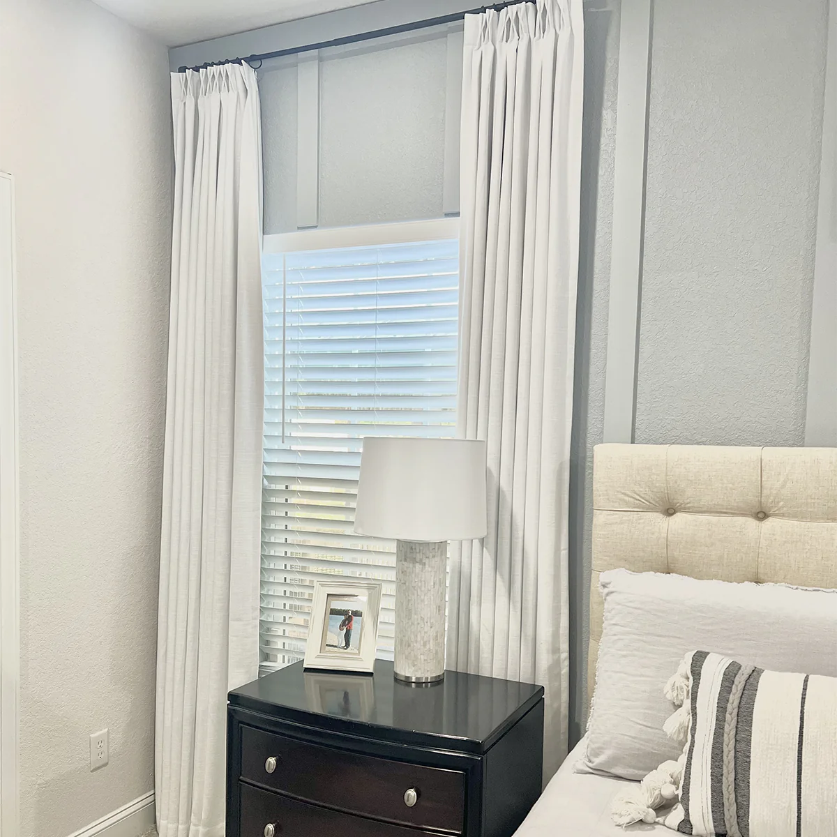 Pinch Pleated Blackout Curtains - 100% Linen Custom Drapes in Grey & Beige | Modern Thermal Insulated Window Treatments for Living Room & Bedroom