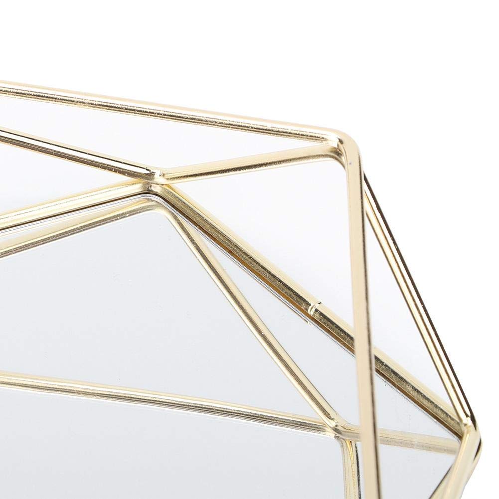 Yosoo Hexagonal Gold Mirror Tray - Elegant Jewelry & Cosmetic Organizer for Bathroom Vanity, Dressing Table & Bedroom Decor - Perfect for Rings, Earrings & Makeup Storage (Gold)