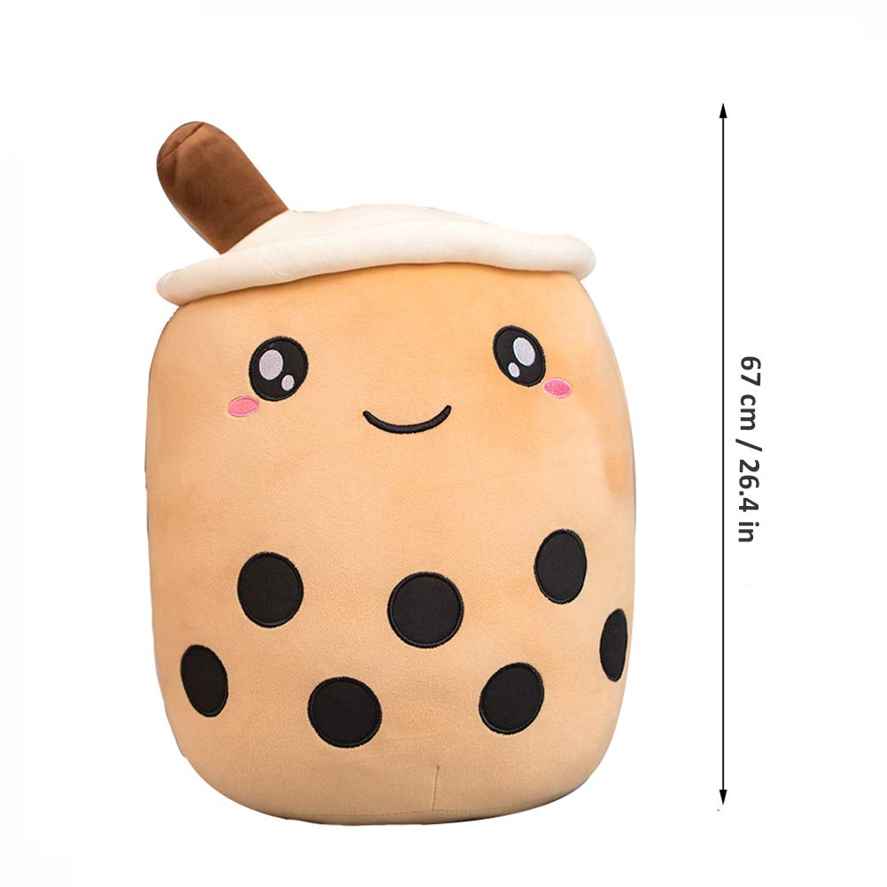 27.5 Inch Boba Plush Pillow Toy - Cute Brown Round Eye Bubble Tea Stuffed Animal for Kids, Valentine's & Christmas Gifts | Perfect for Cuddling, Room Decor & Anime Lovers