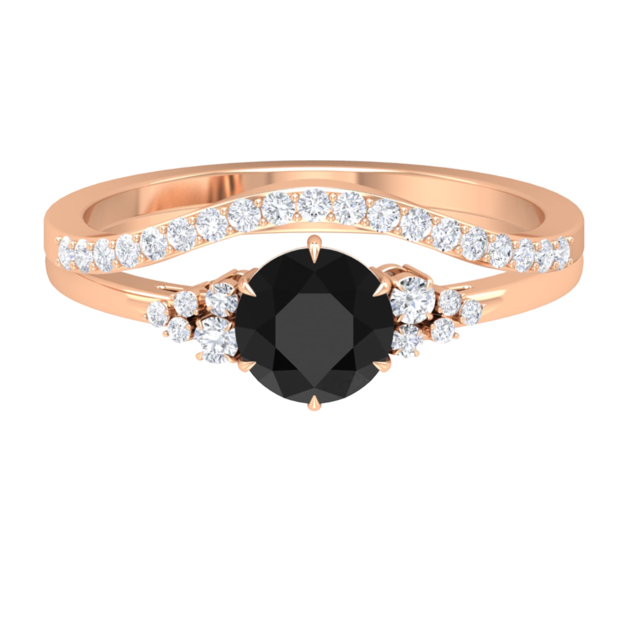 1.25 CT Black Spinel & Moissanite Wedding Ring Set | 14K Solid Gold Minimalist Bridal Ring | Engagement & Anniversary Jewelry for Women | Perfect for Everyday Wear & Special Occasions
