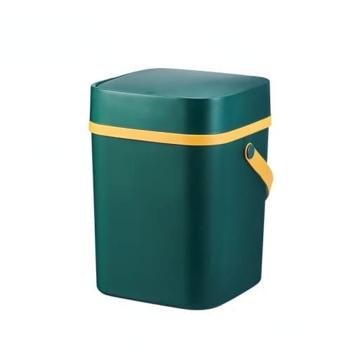 10L Pressed-Type Trash Bin with Handles - Eco-Friendly Kitchen Waste Bin for Recycling, Green Garbage Can for Home, Office, Bathroom & Bedroom | Perfect for Waste Sorting & Space Saving