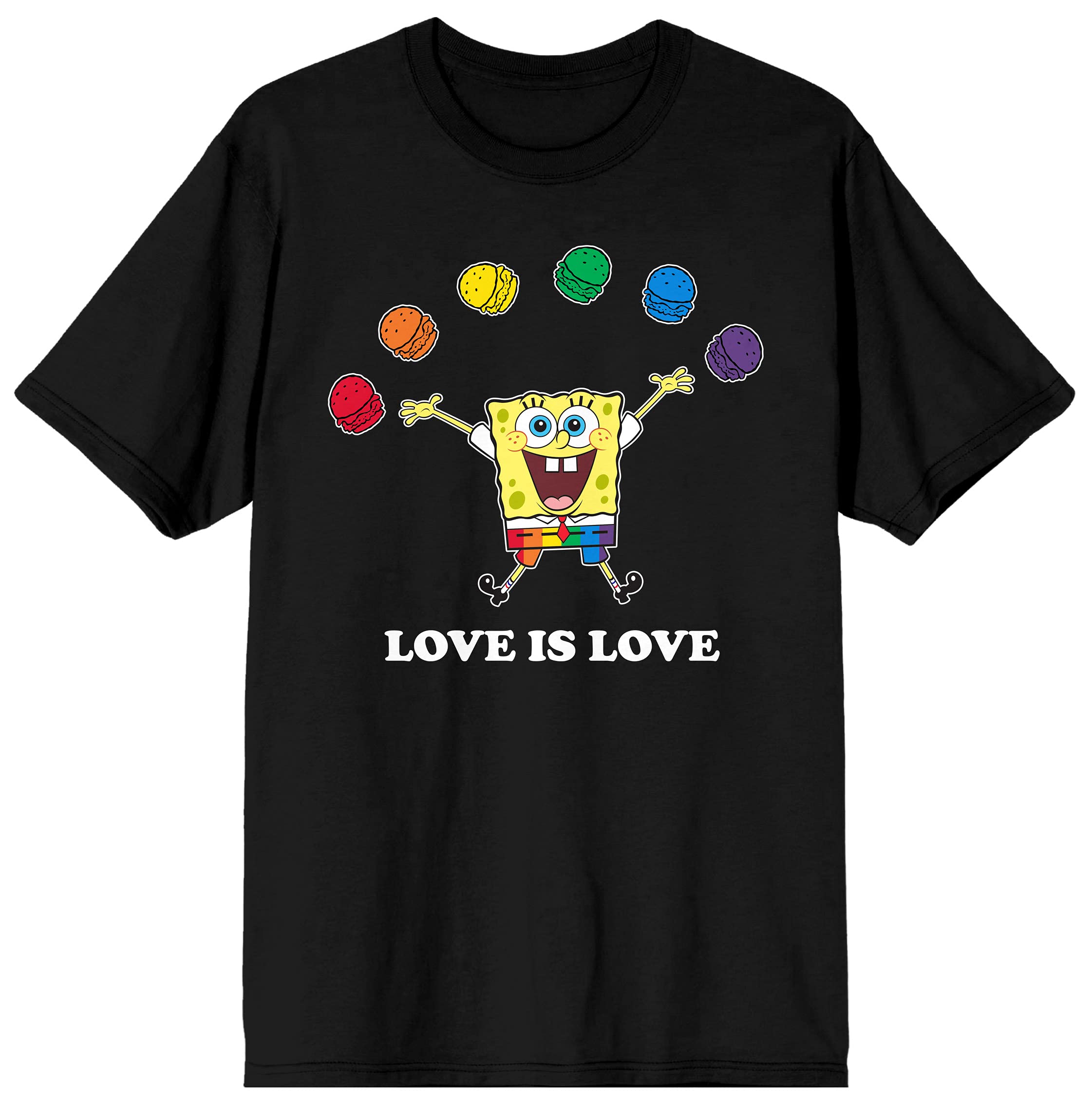 Unisex LGBTQIA+ Krabby Patty Rainbow Spongebob Cartoon Graphic T-Shirt - Black Cotton Tee for Pride Events, Cosplay & Casual Wear