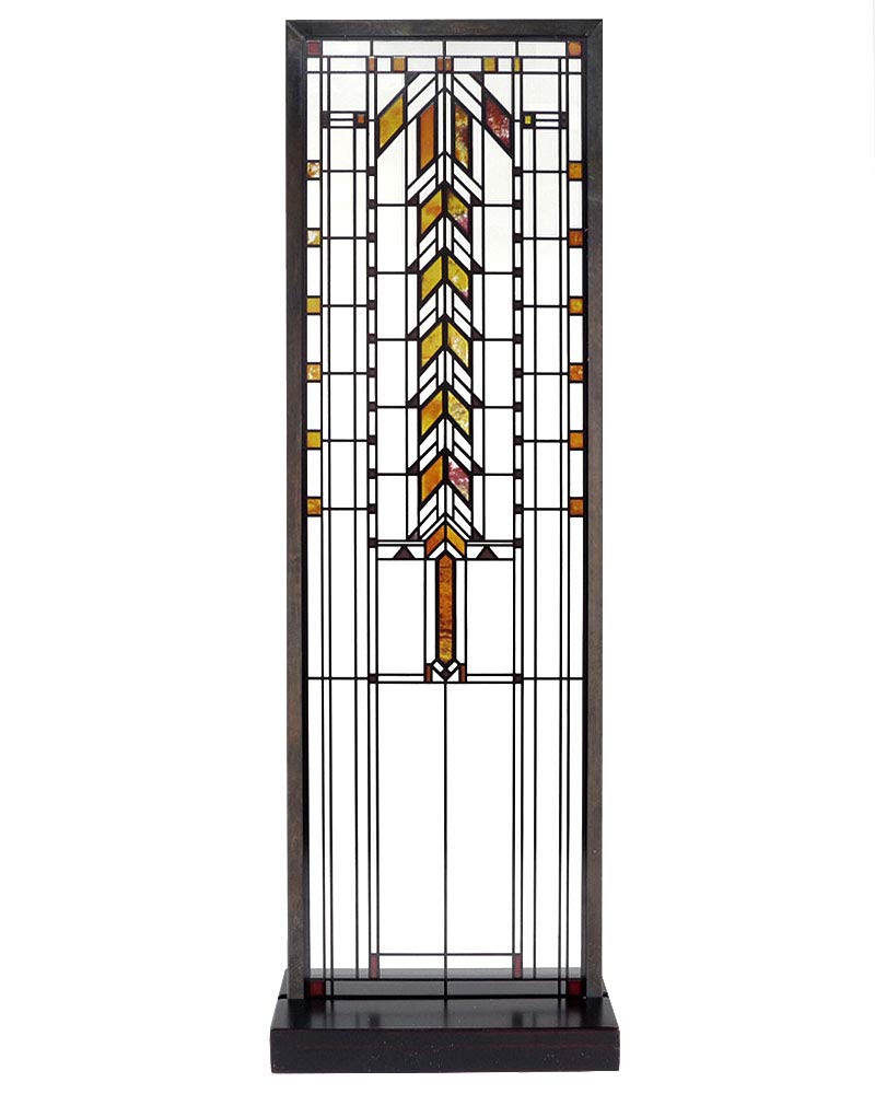 Frank Lloyd Wright Inspired Barton House Buffet Door Window - Vintage Style Stained Glass Window for Dining Room, Living Room & Entryway Decor