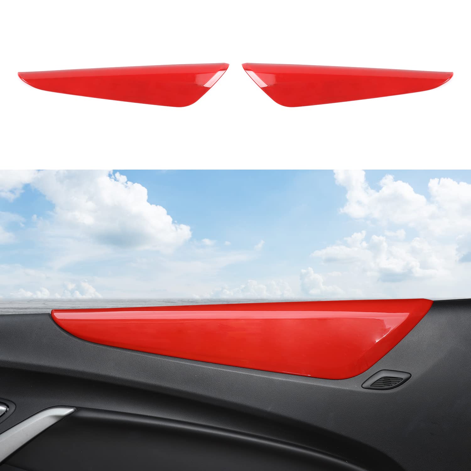 RAZPOY Inner Door Panel Armrest Cover for 2016-2023 Chevrolet Camaro - Red Interior Door Trim Accessories | Perfect for Car Customization & Protection
