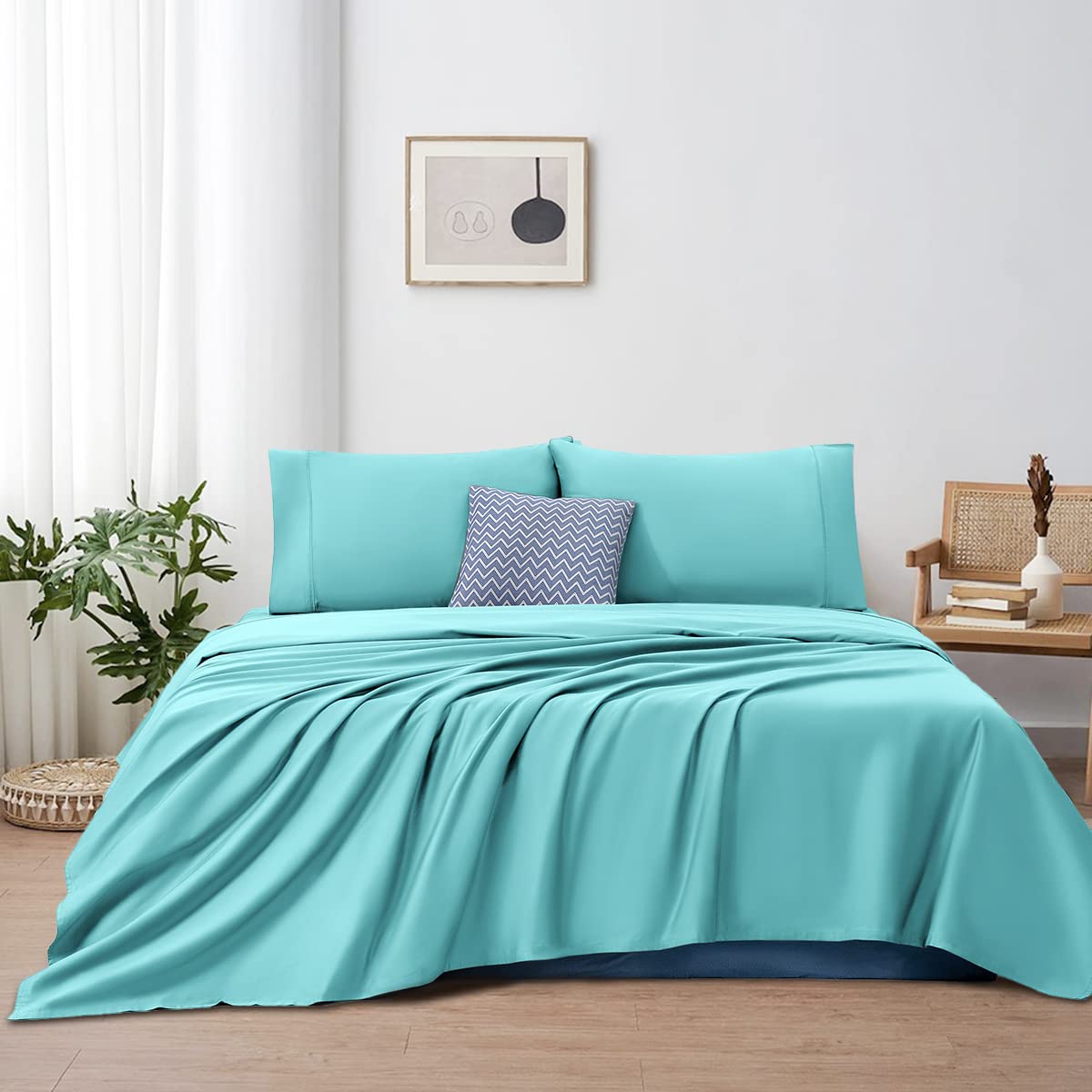 Premium 1000 Thread Count 100% Egyptian Cotton King Size Sheet Set - Ultra Soft & Breathable Sateen Weave Bedding - 4 Piece Includes Fitted Sheet, Flat Sheet & 2 Pillowcases - 16