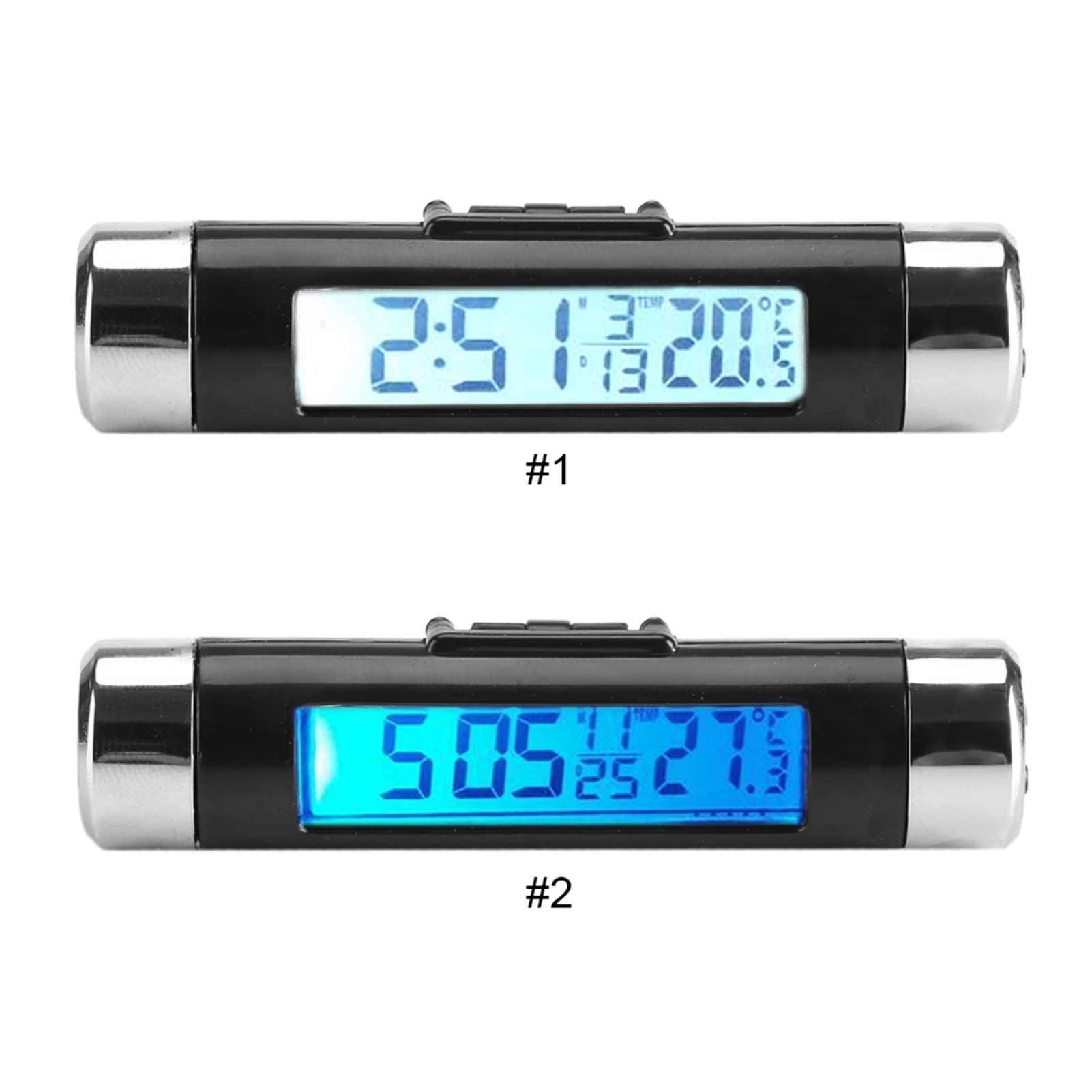 Car Clock Thermometer with Blue Backlight - Digital LCD Clip-On Auto Thermometer & Clock for Truck, SUV, Vehicle - Perfect for Road Trips, Commuting & Temperature Monitoring