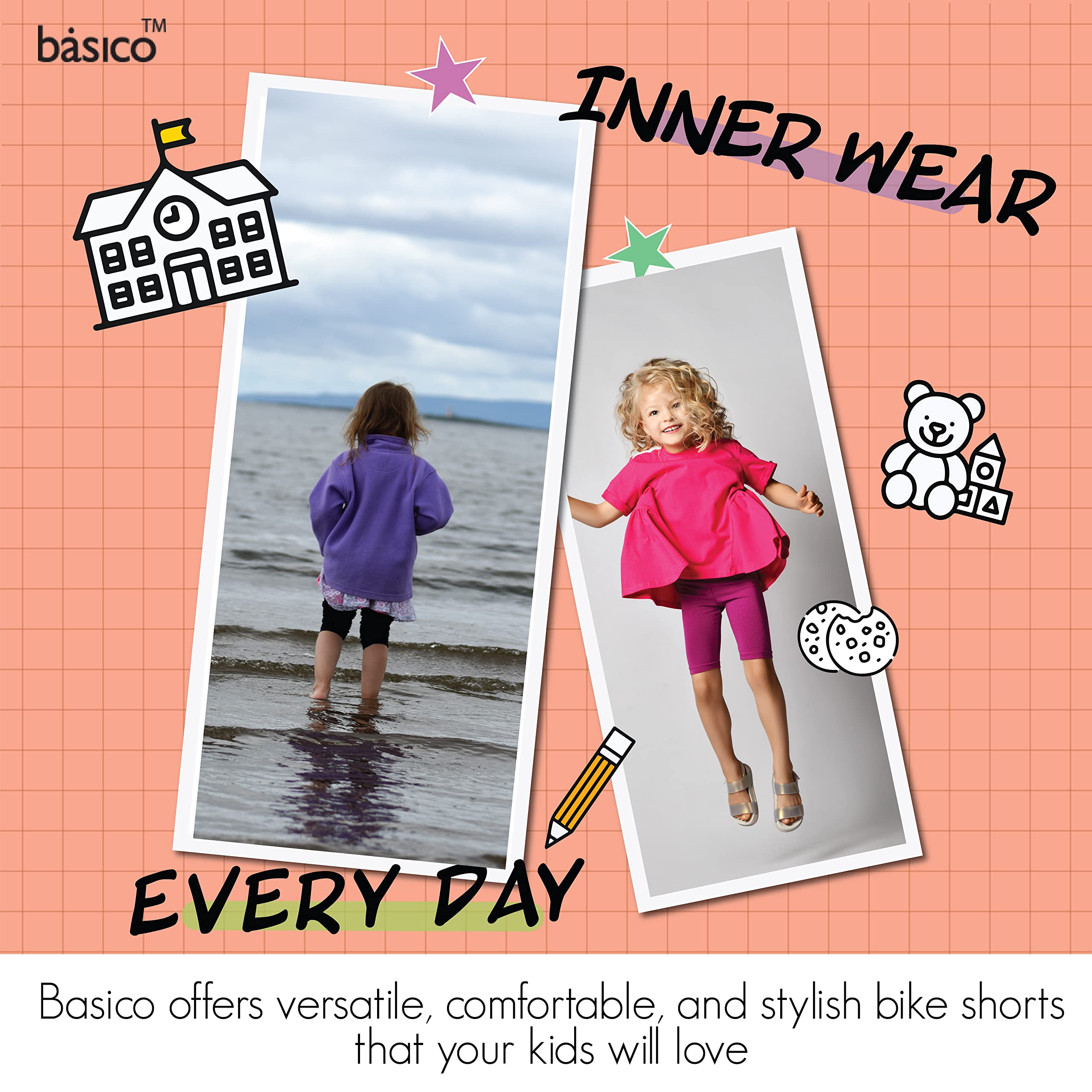 6/12 Pack Girls Dance Bike Shorts - Soft & Stretchy Under Dress Shorts for Playground, Sports, Skirts - Perfect for Ballet, Gymnastics & Everyday Play