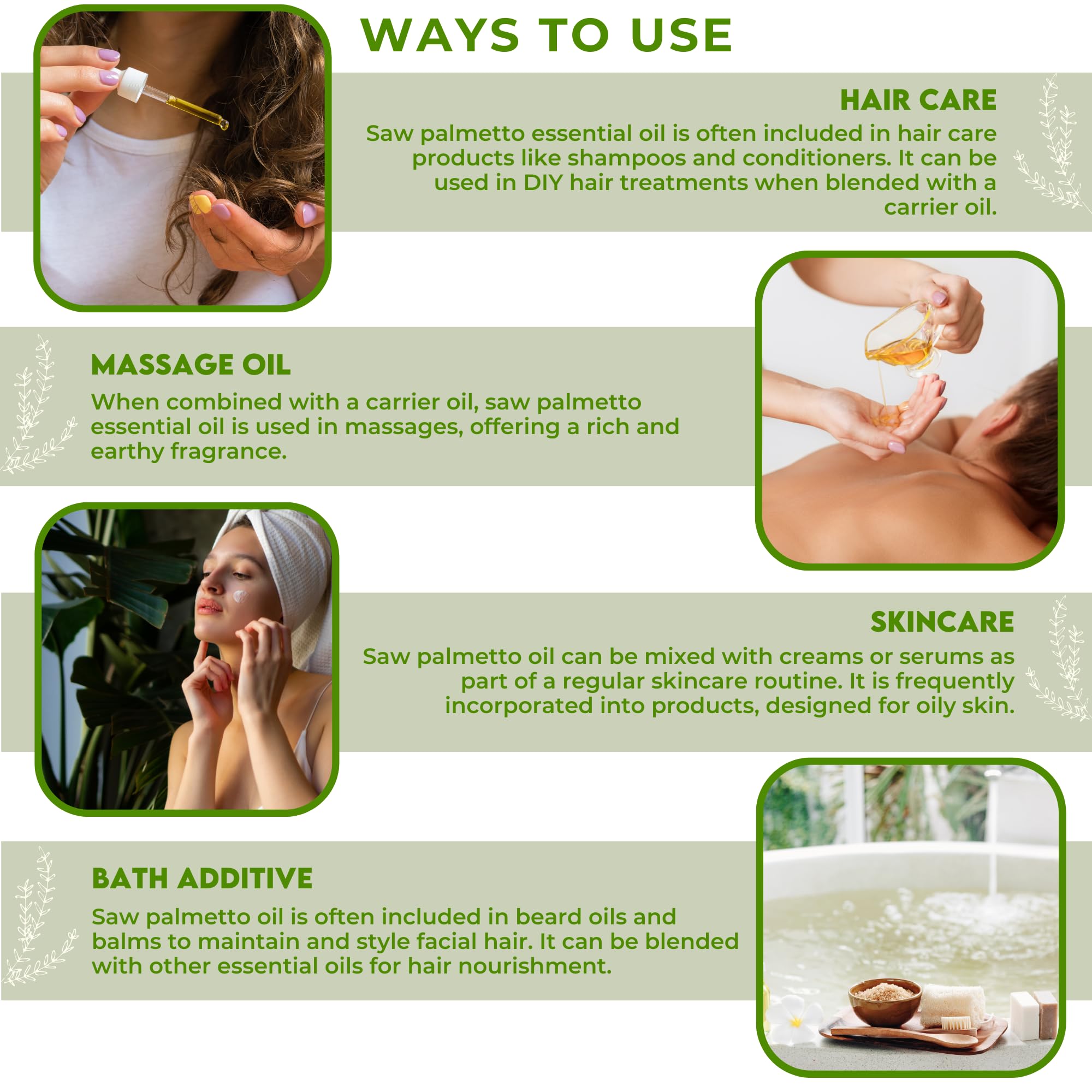 **Serenoa Repens (Saw Palmetto) Oil for Hair Growth - 100% Pure & Natural, 10ml | Therapeutic Grade Essential Oil in Amber Glass Bottle | Promotes Thicker Hair & Scalp Health | Perfect for Diffusers, Haircare & Skincare Routine**    *(Use for aromatherapy, scalp massages, DIY haircare blends, or as a natural skincare moisturizer.)*