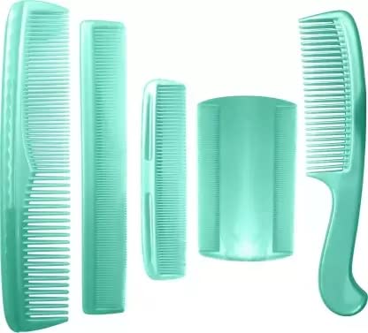 Crazygol 5-Pack Hair Comb Set for Men & Women - Green | Perfect for Styling, Detangling & Travel (Home, Salon & On-the-Go Use)