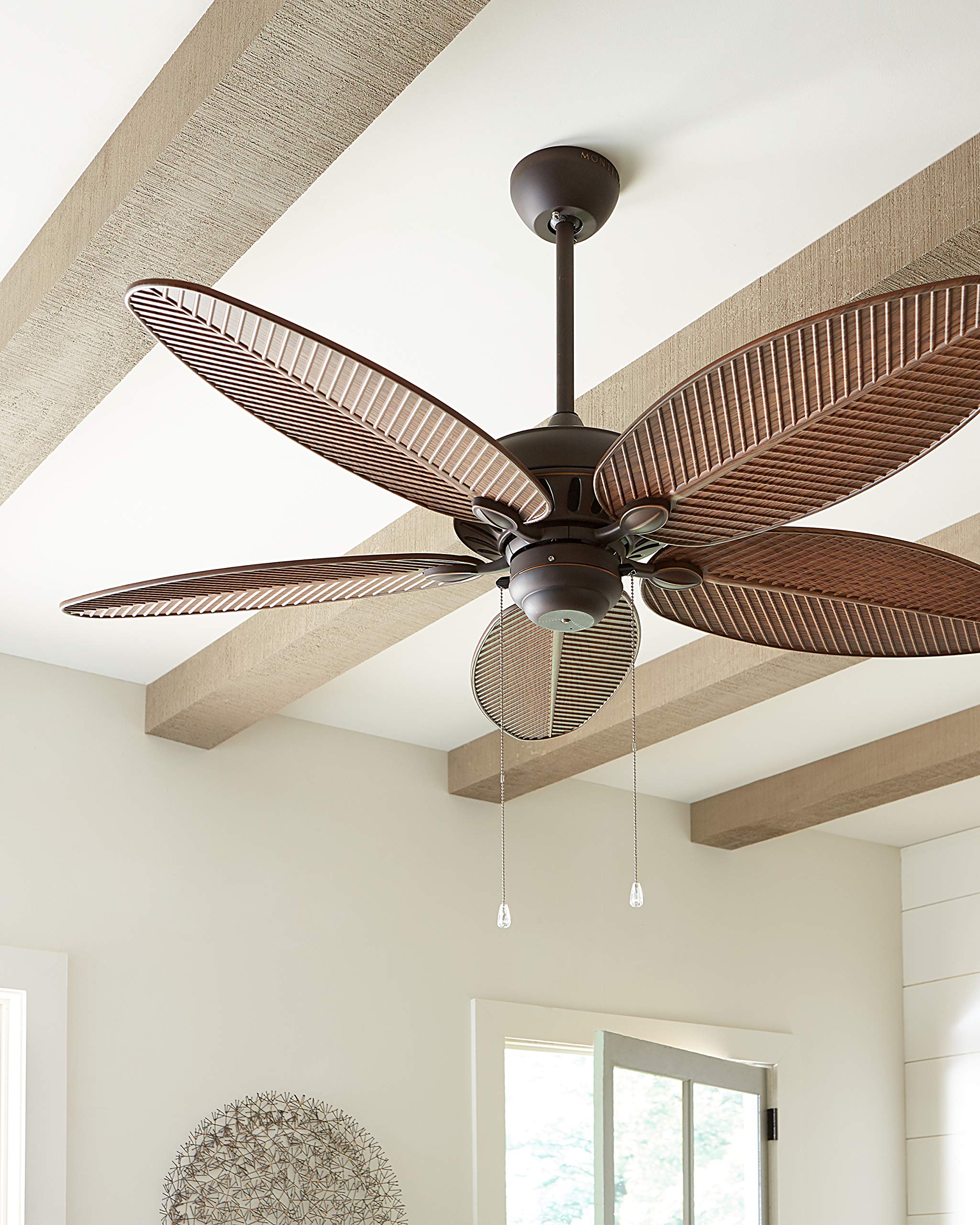 Monte Carlo 5CU52RB 52-Inch Outdoor Ceiling Fan with 5 ABS Palm Leaf Blades in Roman Bronze - Perfect for Patio, Porch, and Tropical-Themed Spaces