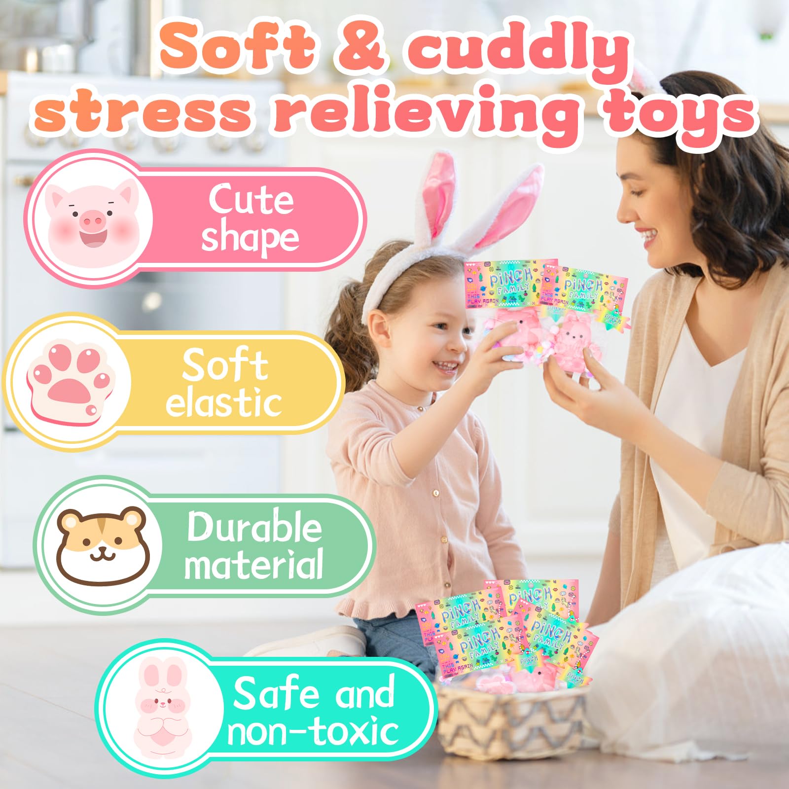 Pipihome Mochi Squishy Kawaii Hamster Stress Relief Toy - Soft Squeeze Cute Hamster Plush for Kids & Adults - Perfect for Birthday Gifts, Party Favors, and Anxiety Relief at Home, School or Office