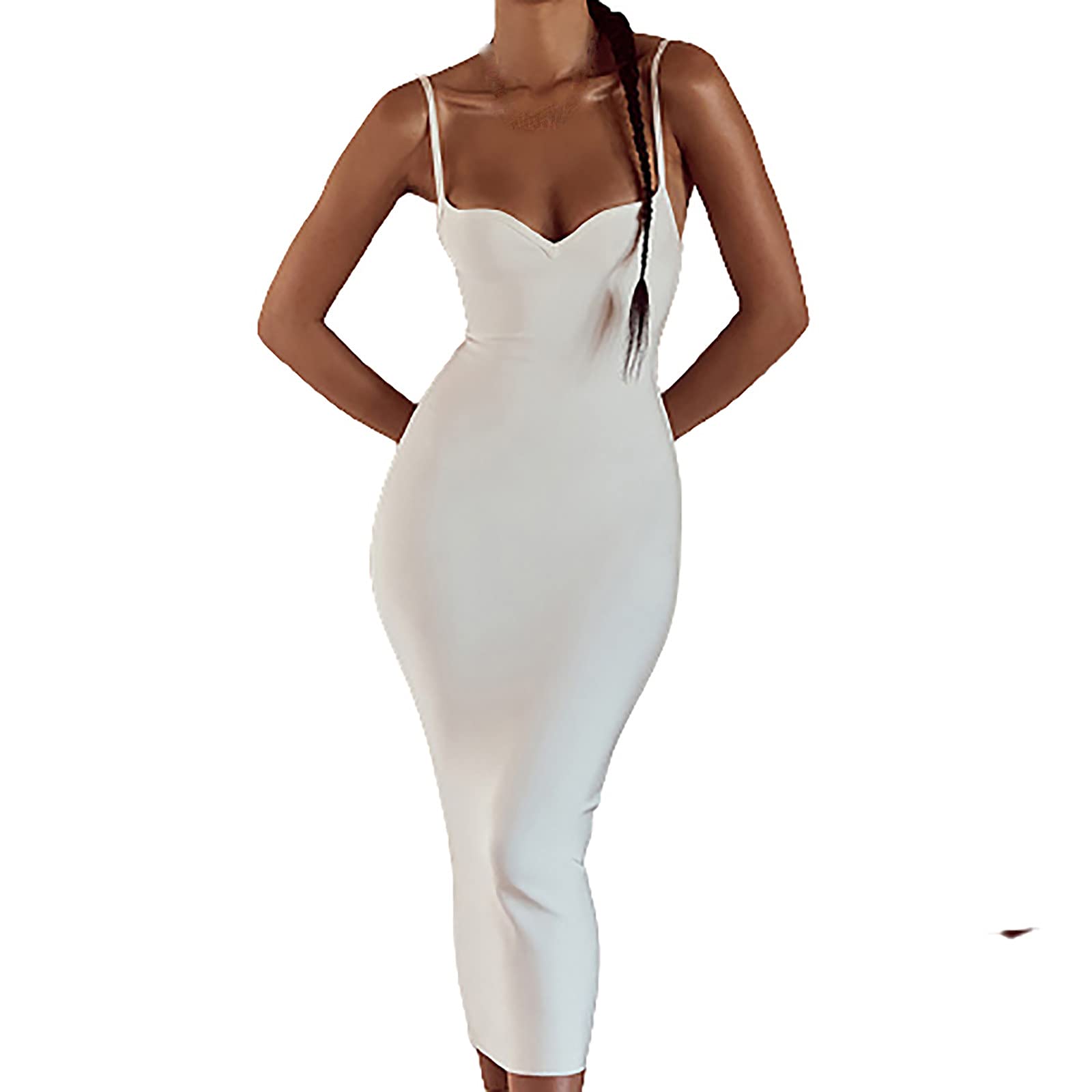 Sexy Backless Bodycon Dress for Women - Elegant Asymmetrical Midi Party Dress, Sleeveless Cami Graduation Dress | Perfect for Night Out, Club, Date Night, and Special Occasions