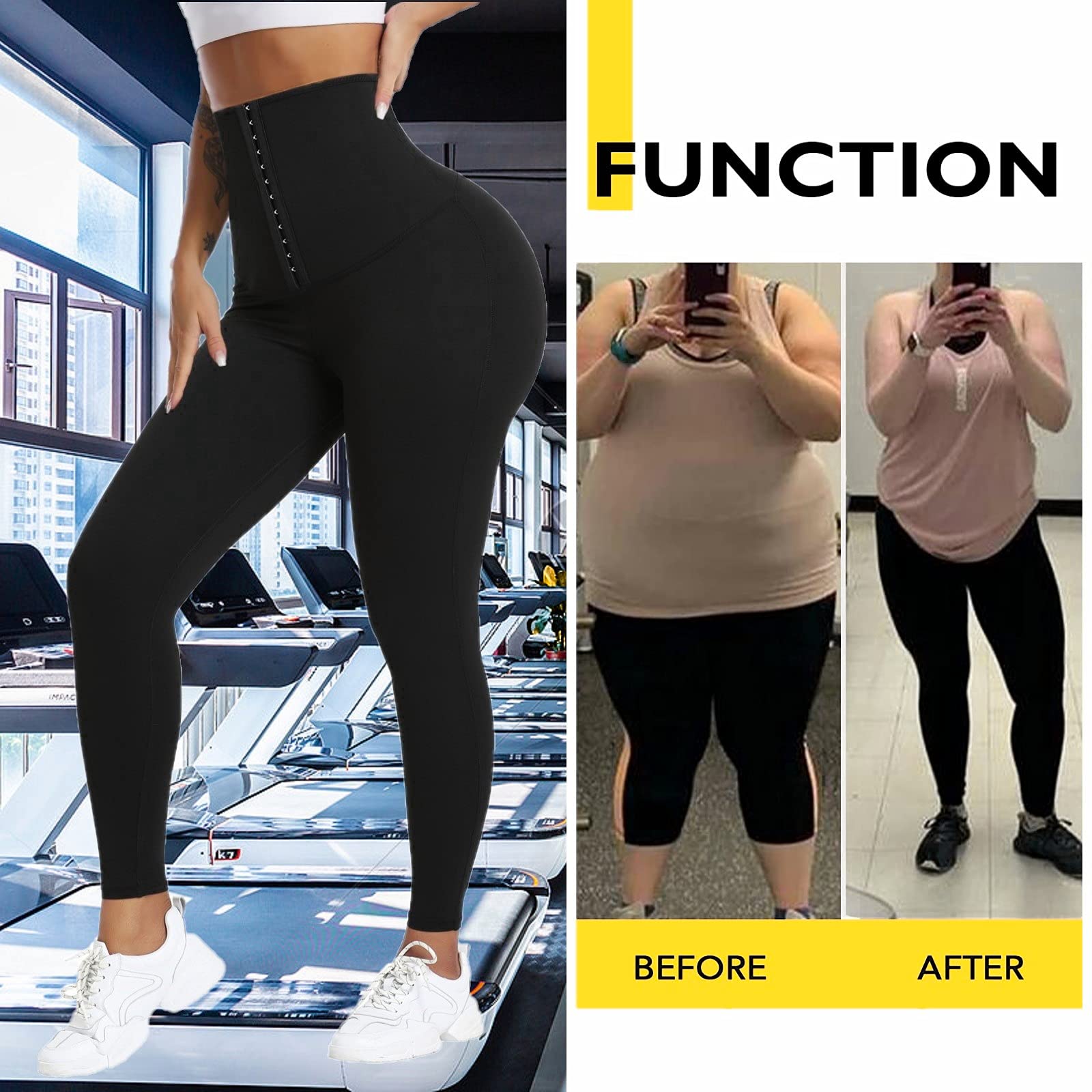 Huiming Women's Sauna Shaper Pants - High Waist Sweat Compression Thermo Leggings for Weight Loss & Workout - Hot Neoprene Material for Gym, Yoga & Home Fitness