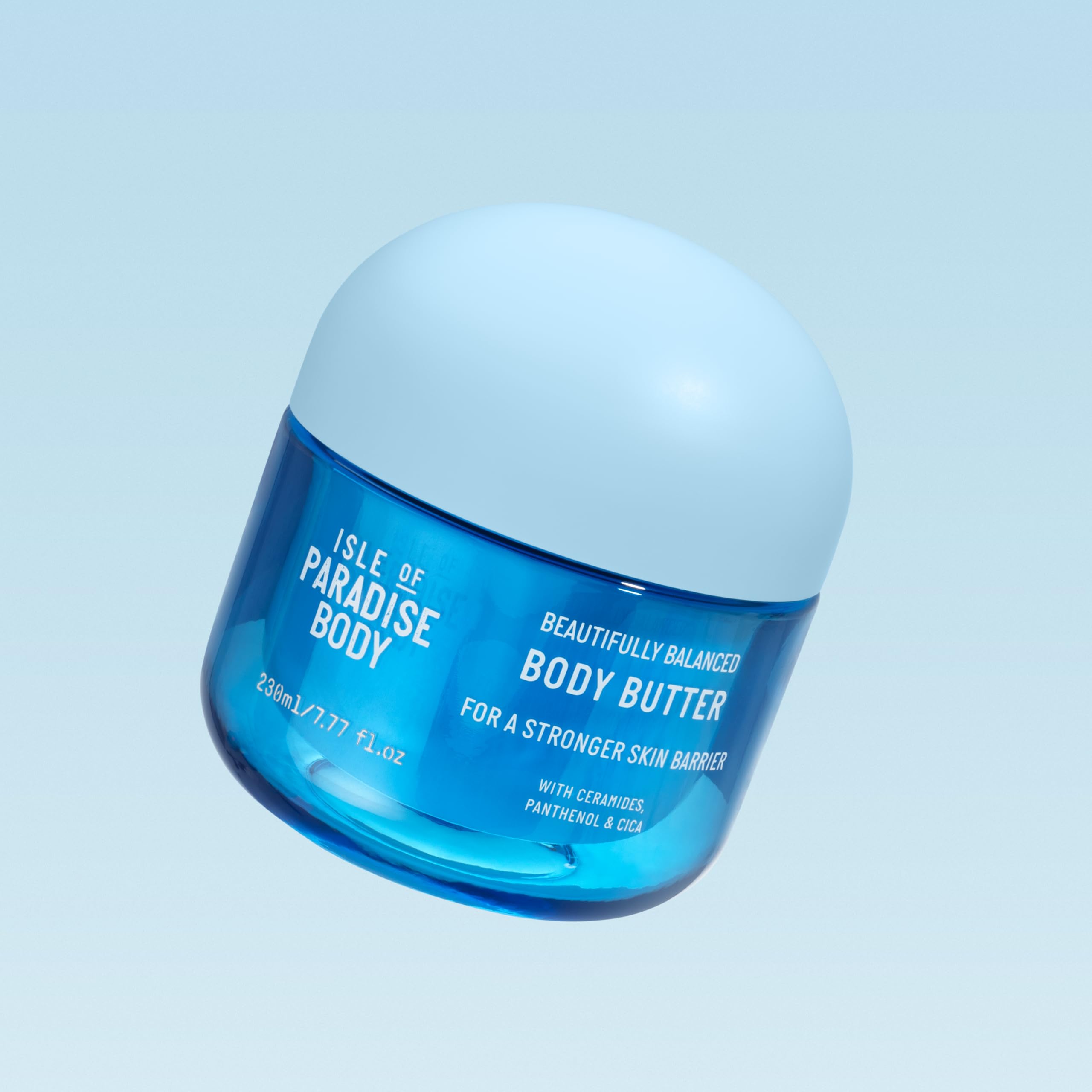 Isle of Paradise Beautifully Balanced Body Butter with Ceramides, Panthenol & Cica - 7.77 fl oz Deep Hydrating Skin Barrier Cream for Soft, Smooth Skin - Strengthens & Locks in Moisture - Perfect for Dry Skin Care, Post-Shower Hydration & Daily Body Moisturizing Routine