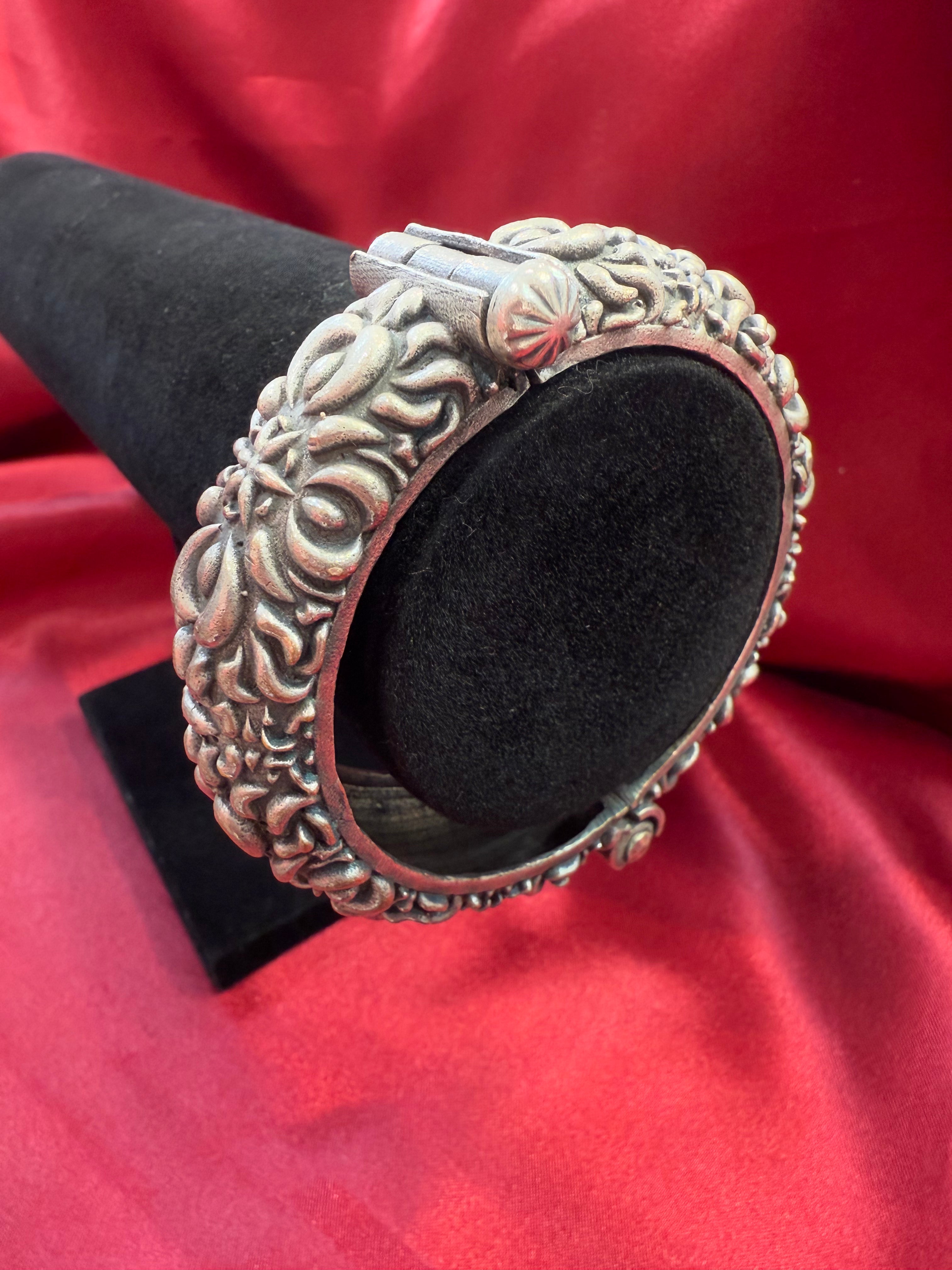 Handmade Tribal Oxidized Silver Ethnic Open Bridal Kada Cuff Bracelet for Women - Boho Wedding Jewelry, Festival Accessory & Cultural Gift
