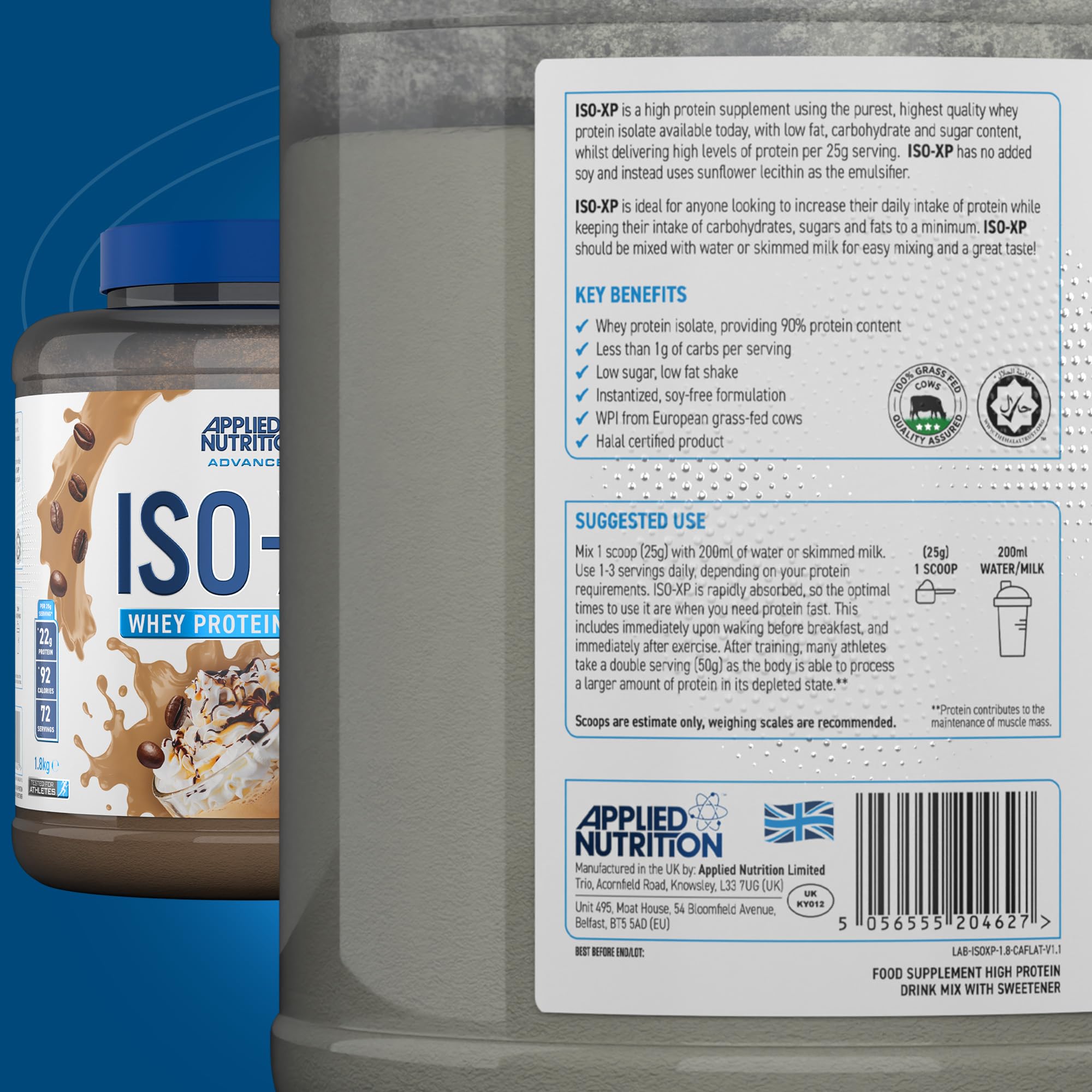 Applied Nutrition ISO XP Cafe Latte Protein Powder - 1800g (EAN 5056555204627) for Post-Workout Recovery & Muscle Growth