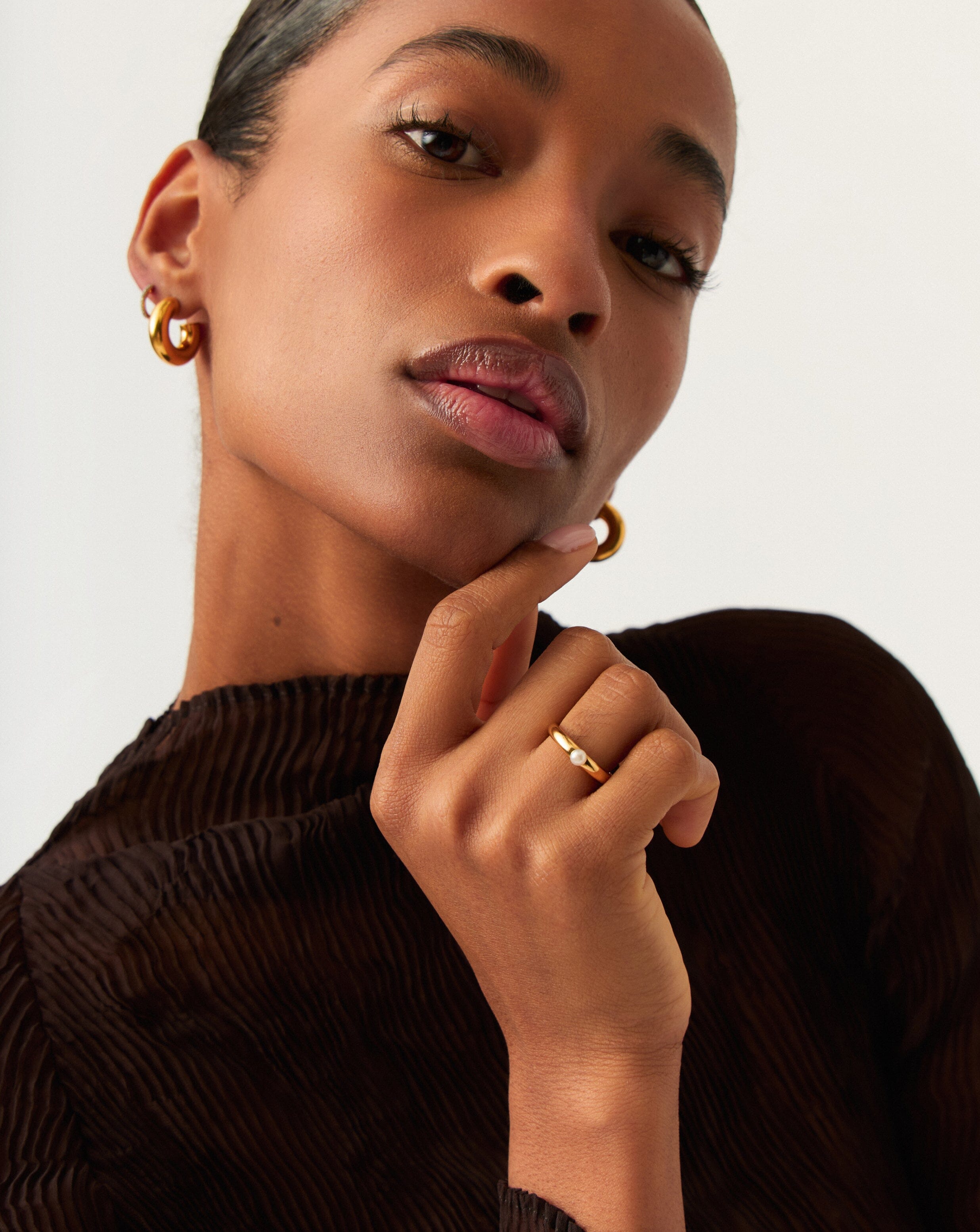 18k Gold Vermeil Pearl Stacking Ring - Classic Button Pearl Design for Women | Perfect for Everyday Wear, Layering & Special Occasions