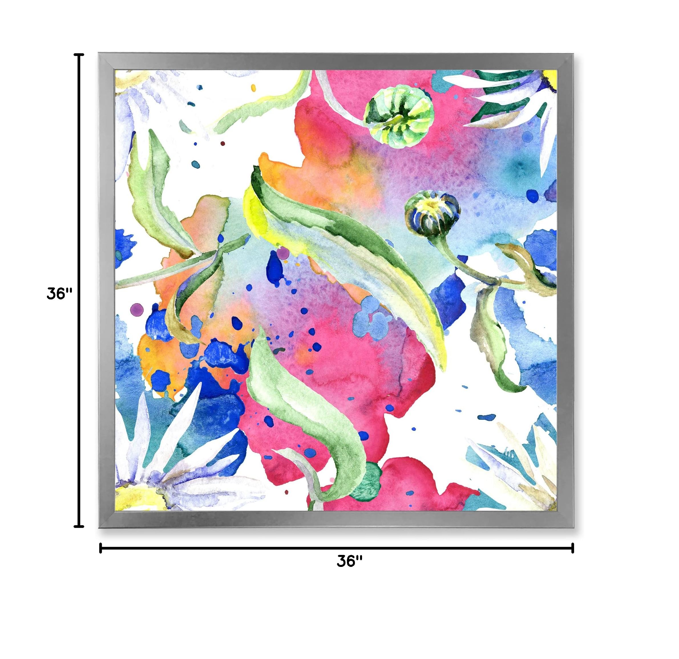 DesignQ Iridescent Daisy Flowers Framed Wall Art - Vibrant Home Decor for Living Room, Bedroom & Office