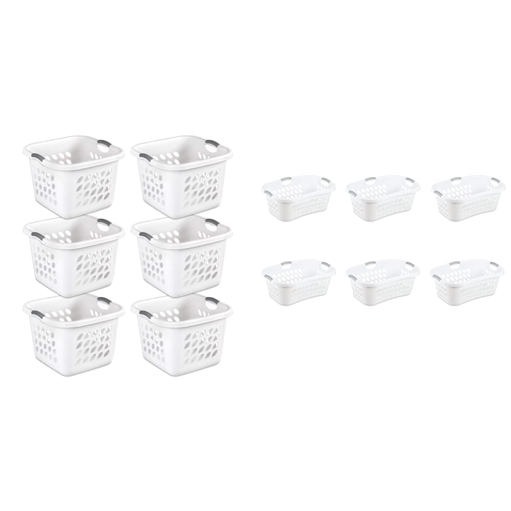 Sterilite Laundry Hampers with Lids (53 Liter) & Hip Hold Laundry Baskets (44 Liter) - 6-Pack Set for Home, Dorm, or Apartment Organization | Space-Saving Clothes Storage Solution