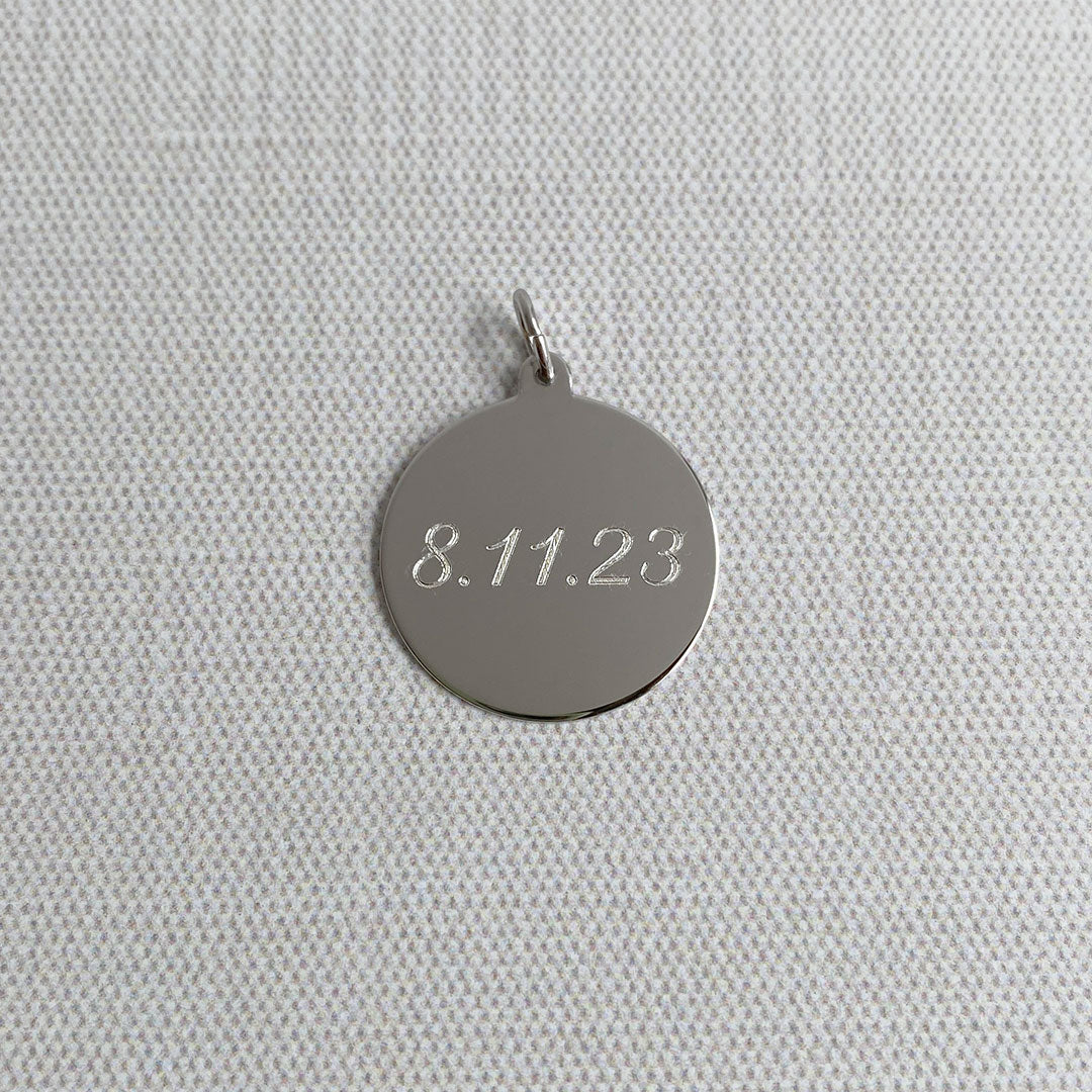 925 Sterling Silver Large Round Disc Charm Pendant for Necklace - Perfect for Jewelry Making, DIY Crafts & Gifts