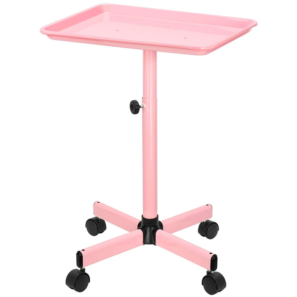 **JOSTZHXIN Adjustable Salon Tray – Professional Rolling Trolley for Hairstylists & Tattoo Artists – Premium Aluminum SPA Service Tray (Pink) – Ideal for Salon, Spa & Tattoo Studios**