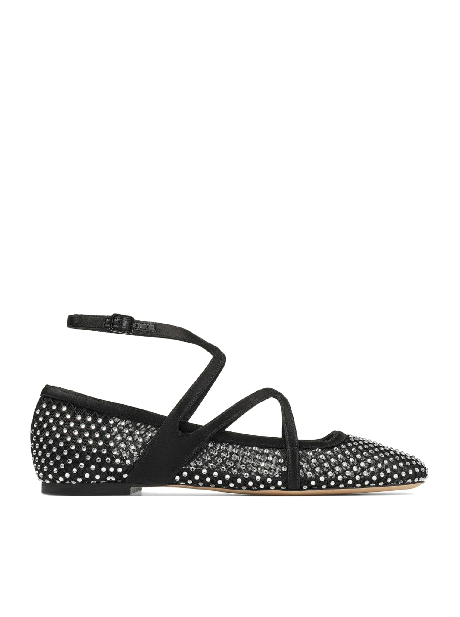 Jimmy Choo Astoria Flat Women's Black Crystal Embellished Ballet Flats - Elegant Comfort for Work, Parties & Special Occasions