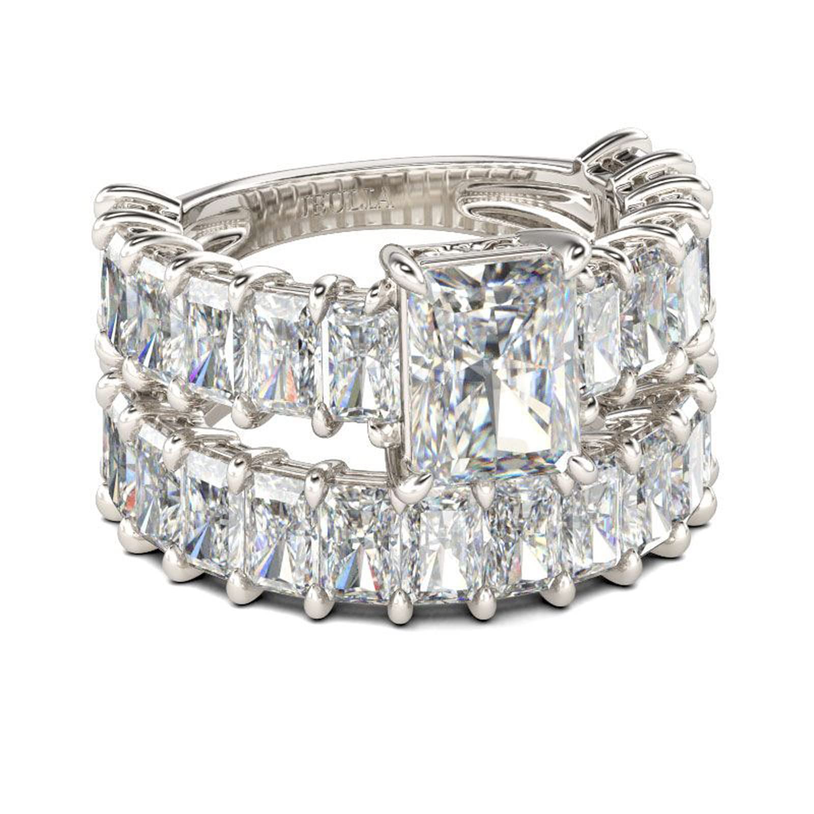 Jeulia 2PC Wedding Ring Set 3.85ct Radiant Cut Solitaire Engagement Ring for Women - 925 Sterling Silver Cubic Zirconia Diamond Eternity Band, Anniversary Promise Ring Bridal Set with Jewelry Box - Perfect for Proposals, Weddings & Romantic Gifts
