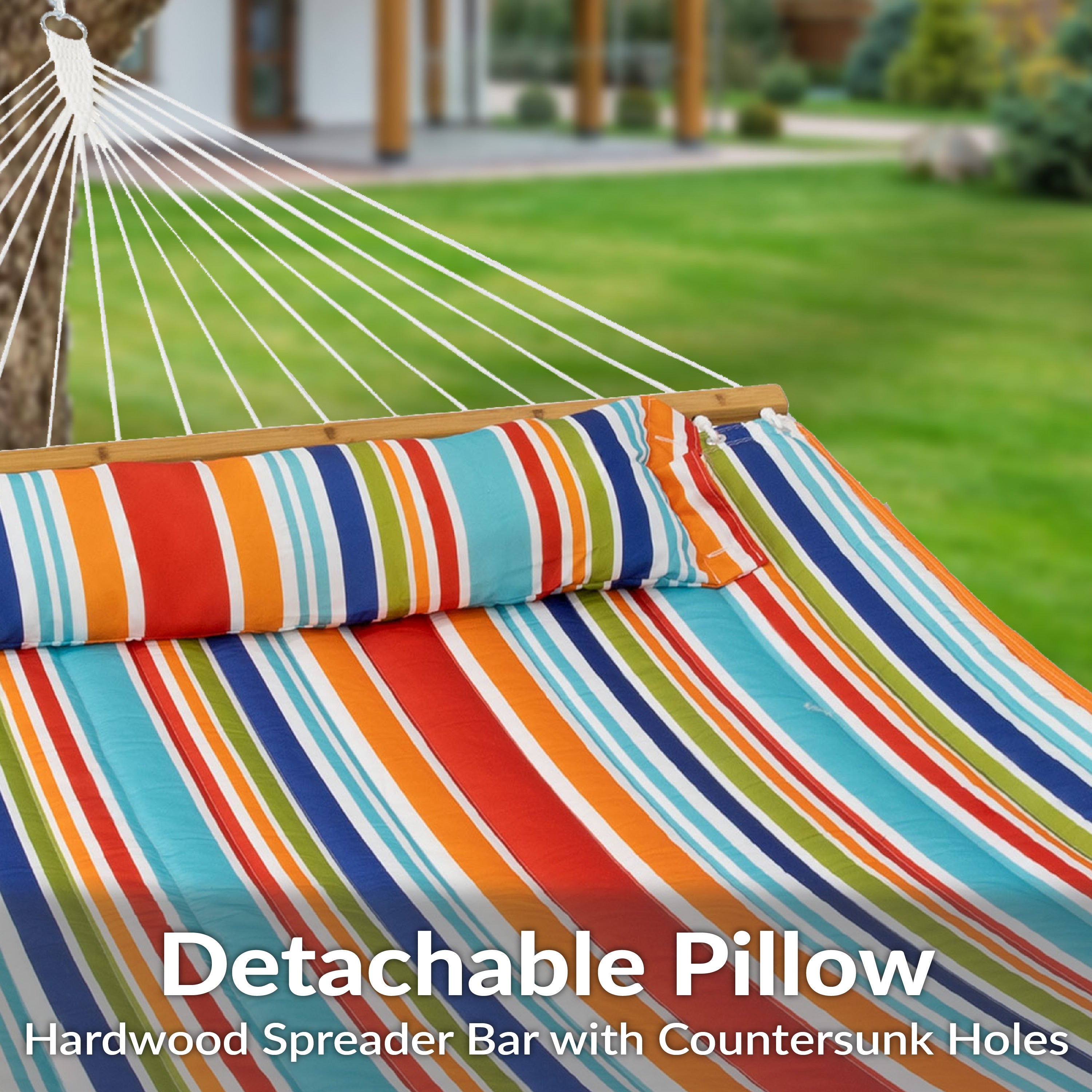Sunnydaze 2 Person Extra Large Quilted Outdoor Hammock - 77.5